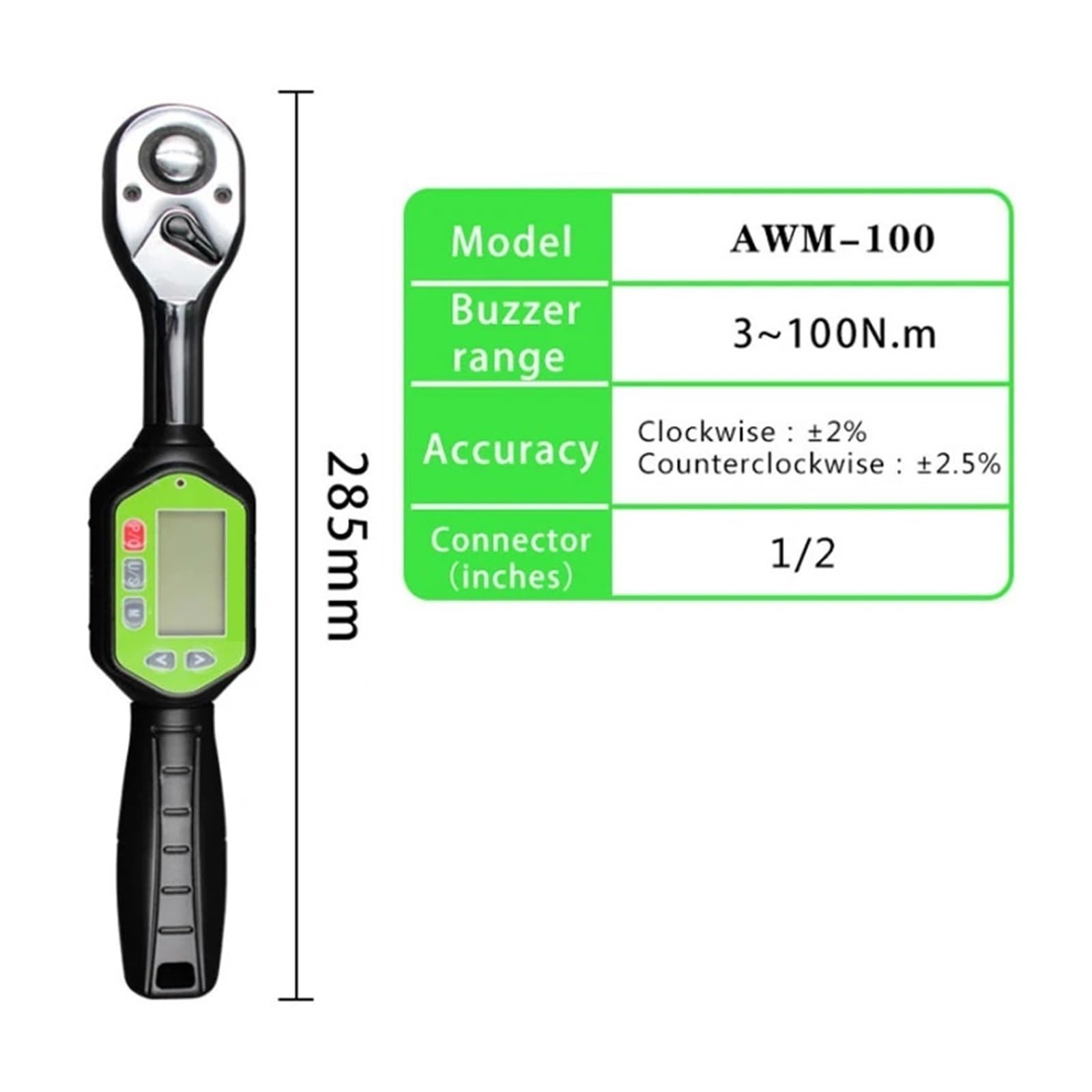 Chiave dinamometrica AWM-10/30/60/100/135 1/4,3/8,1/2 Chiave dinamometrica Digitale 10N.M ~ 135N.M Chiave Portatile Strumento di Riparazione Testa a cricchetto bidirezionale(AWM-30 to 3/8)