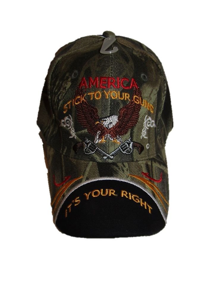 2nd Amendment America Stick to Your Guns It's Your Right NRA Camo Black Cap Hat