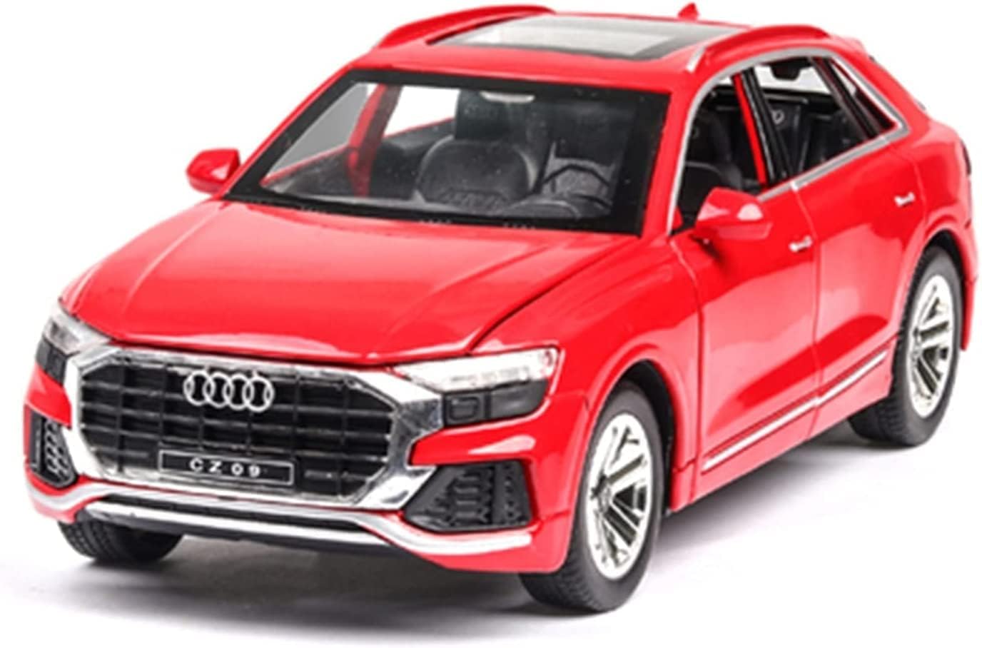 Audi Q8 SUV Simulation Alloy Car Model Metal Diecast Toy with Sound Light for Gift Collection Collection Decoration (Black) (Red)