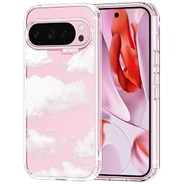 MOSNOVO Case for Google Pixel 9 & Pixel 9 Pro, [Buffertech 6.6ft Military-Grade Drop Protection] [Anti Peel Off Tech] Clear TPU Bumper Phone Case Cover Design - Cloud