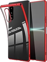 Xperia 5 IV Case SO-54C SOG09 Cover Clear Transparent Shockproof Slim TPU Thin Silicone Anti-Scratch Yellowing Red Plated with Strap Hole for Sony Xperia 5 IV Case (Red)