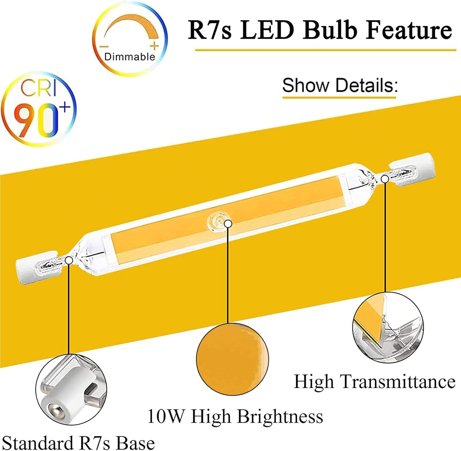 8 Pack R7s LED Bulb 78mm, 100W Halogen Bulbs Equivalent,10W High Brightness Double Ended Flood Light Bulbs, 120V R7S Base 360° Beam Angle Work Lights Landscape Lights,Cold White 6000k