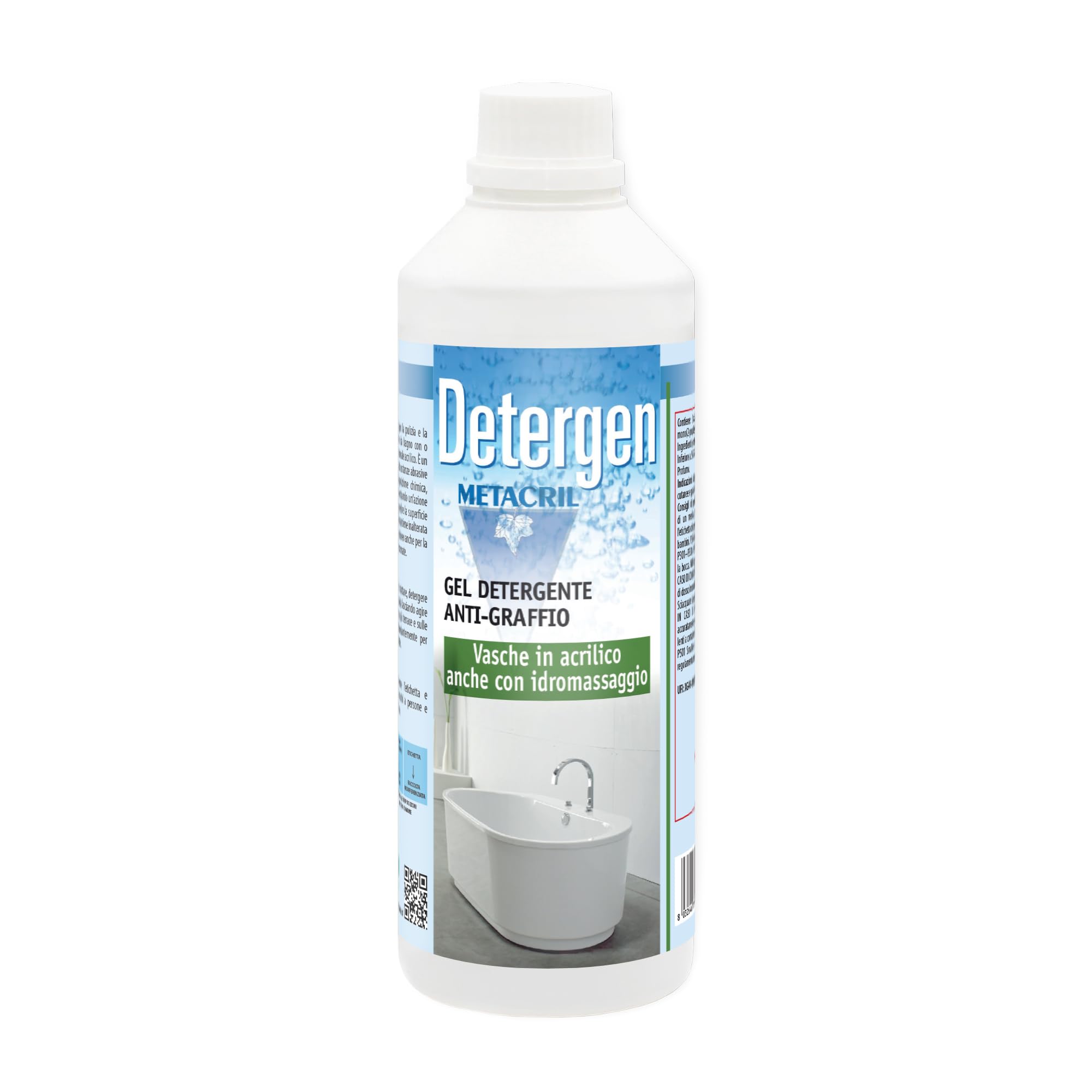 Metacril Detergen 500 ML + Idronet 500 ML, Détergent et Nettoyant anticalcaire, Idéal pour les baignoires balnéo