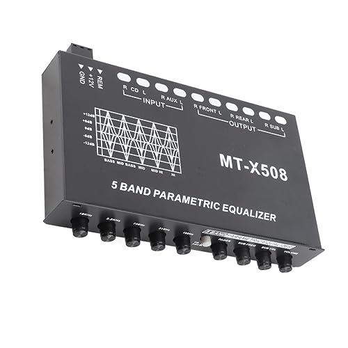 Miniatura 7 de Ecualizador gráfico para coche, ecualizador de audio para automóvil, ajustable, 5 bandas, ajuste preciso, ecualizador de ecualizador cruzado,