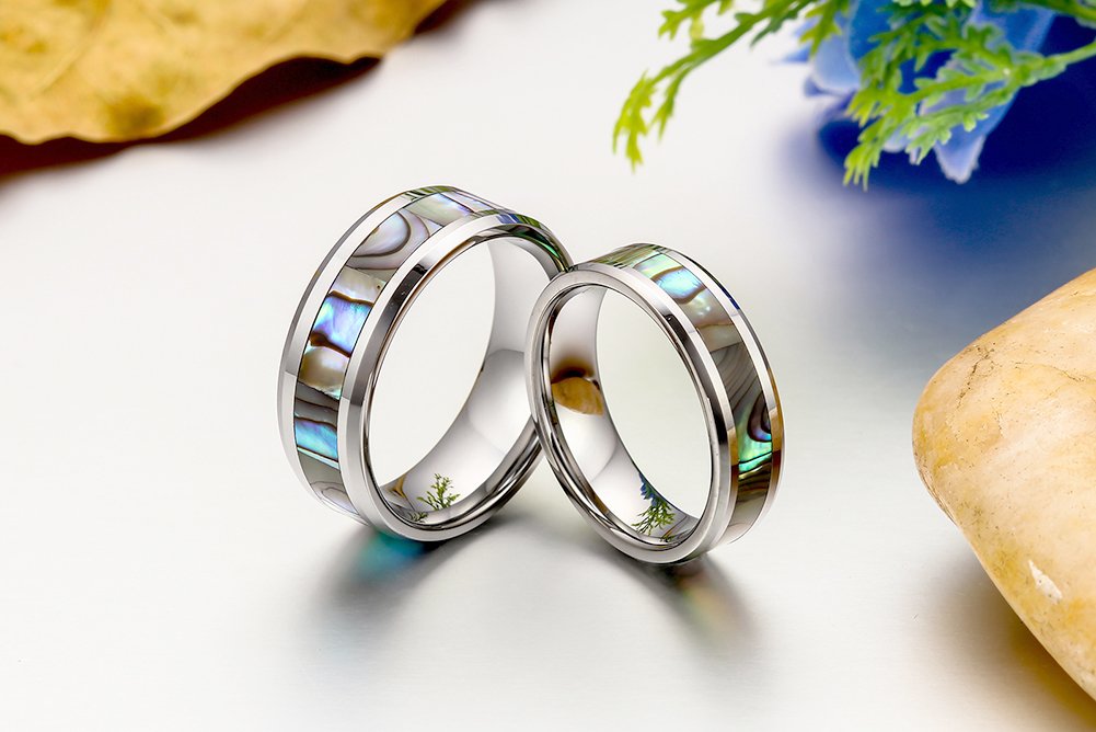 JewelryWe Hombre tungsteno abulón