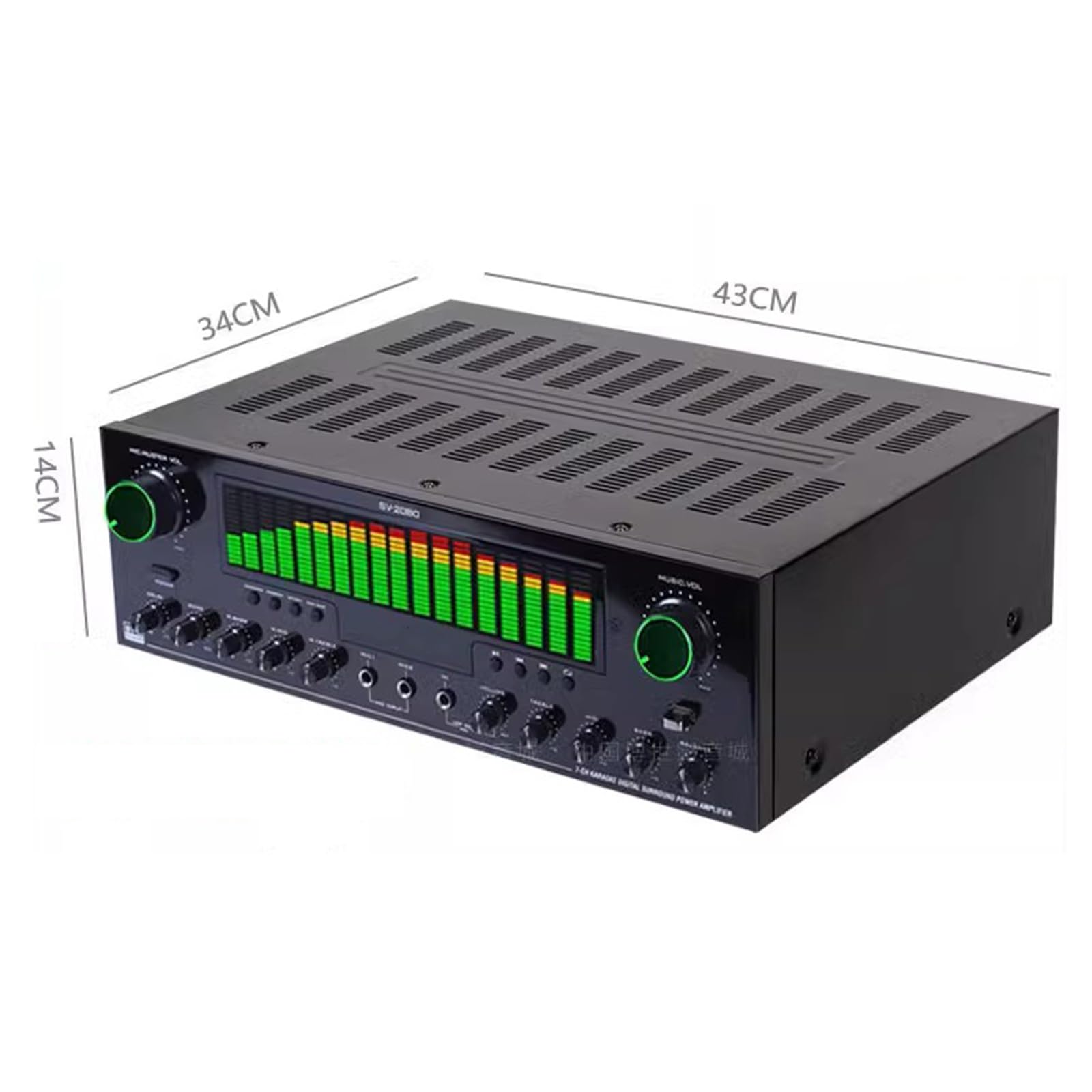 Amplificatore Stereo Bluetooth a 7 Canali, Ricevitore Audio Surround Subwoofer da 1350 W, con Display dello Spettro Musicale, Telecomando, USB/SD/RCA/Mic/in