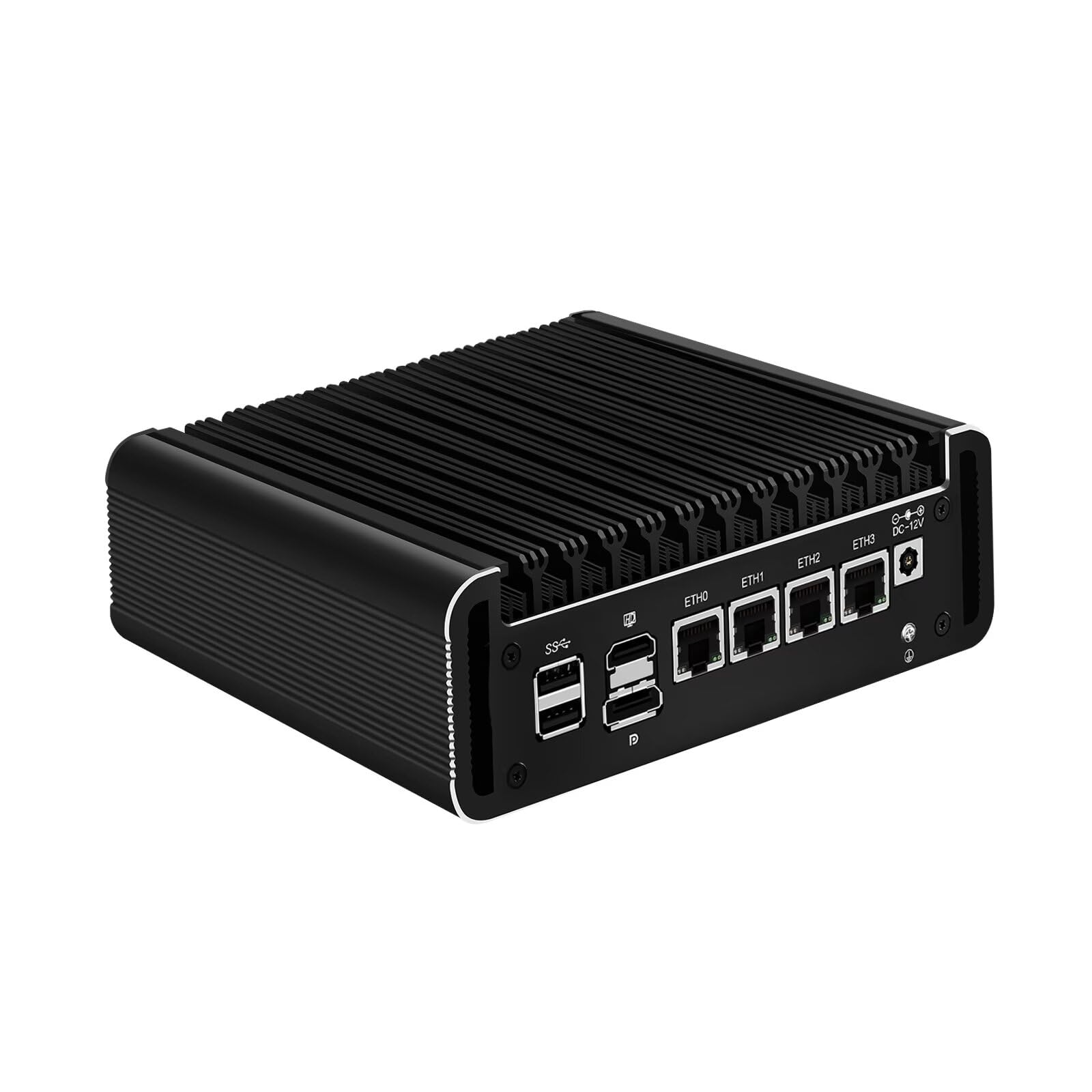 SJRC Fanless Firewall Appliance N150 (up to 3.6Hz), 4 x i226V 2.5Gbe LAN OPNsense Mini PC for Office/Home, Micro Router Computer DDR5 16GB RAM 256GB NVMe SSD, 8 USB, Dual 4K HD+DP