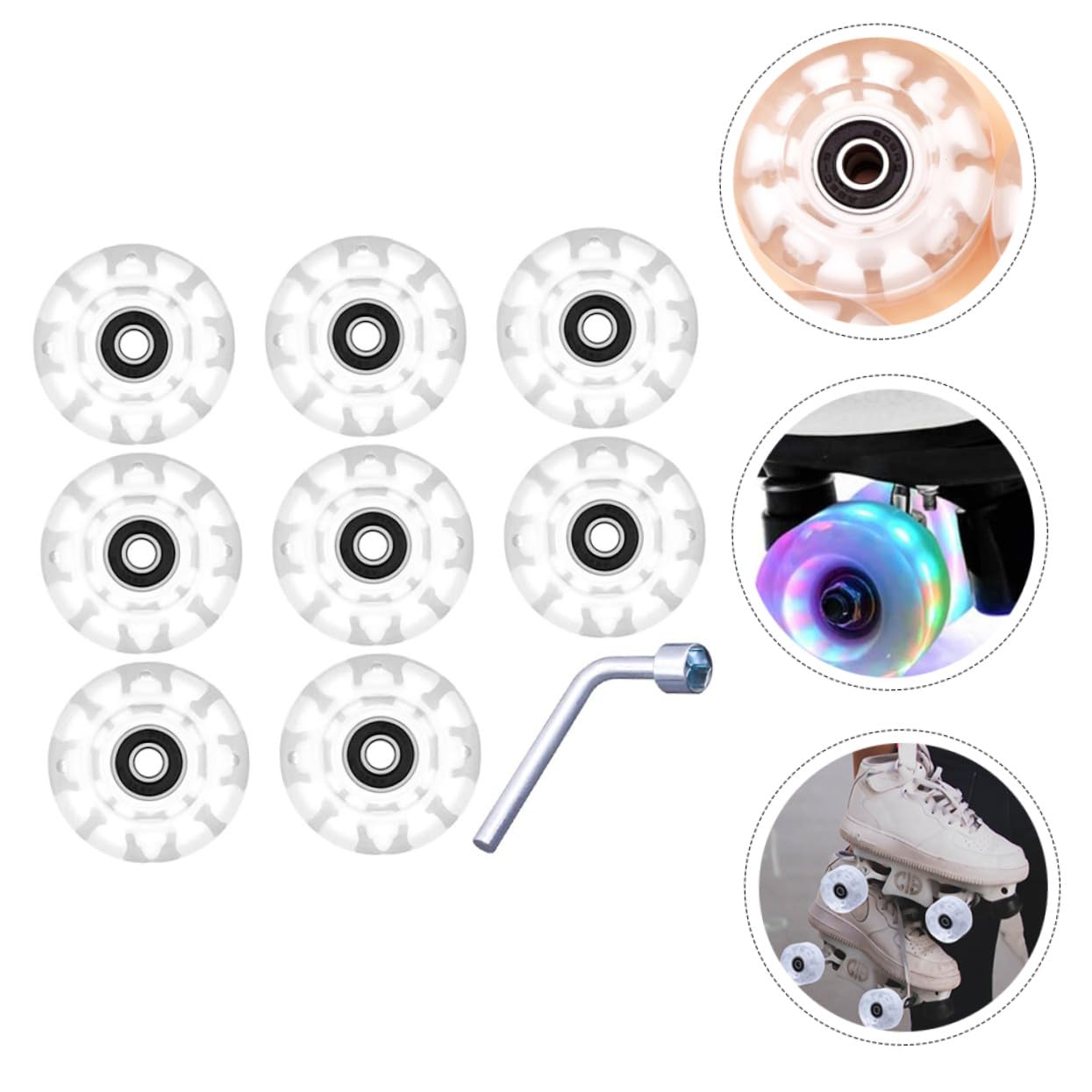 Ruedas Material Pu Resistente Luces Led para Patines de Línea y Base de Soporte para Uso y Superficies al Aire Libre
