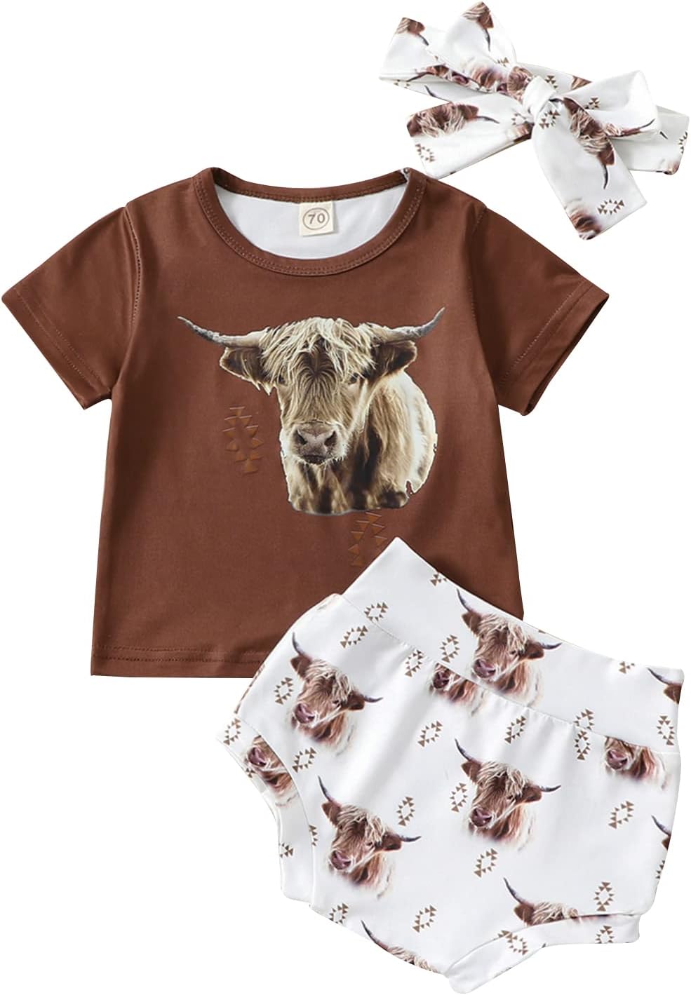 Newborn Baby Girl Summer Clothes Short Sleeve T-Shirt Romper Tops Shorts Set Headband 3Pcs Toddler Outfits