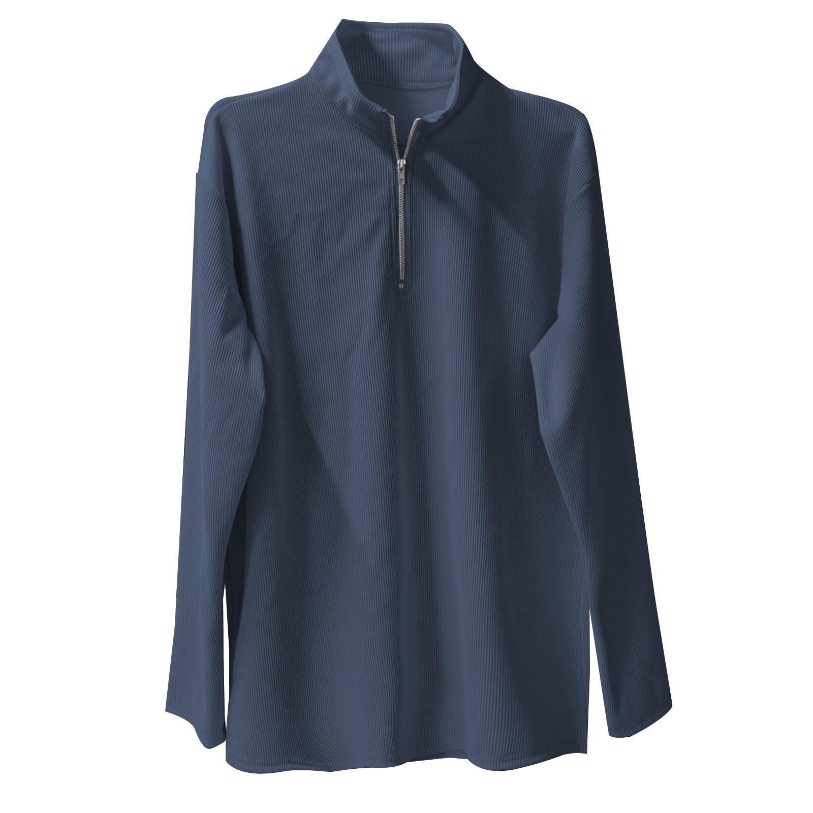 Jersey de media cremallera para hombre, de gran tamaño, de cachemira, cuello alto, punto grueso, manga larga, textura, moderno, térmico, de invierno, de entretiempo