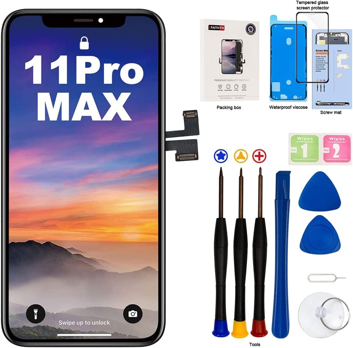 Écran Complet LCD Pour IPhone 11 - Noir, Kit Avec Outils, Marque EFAITHFIX
