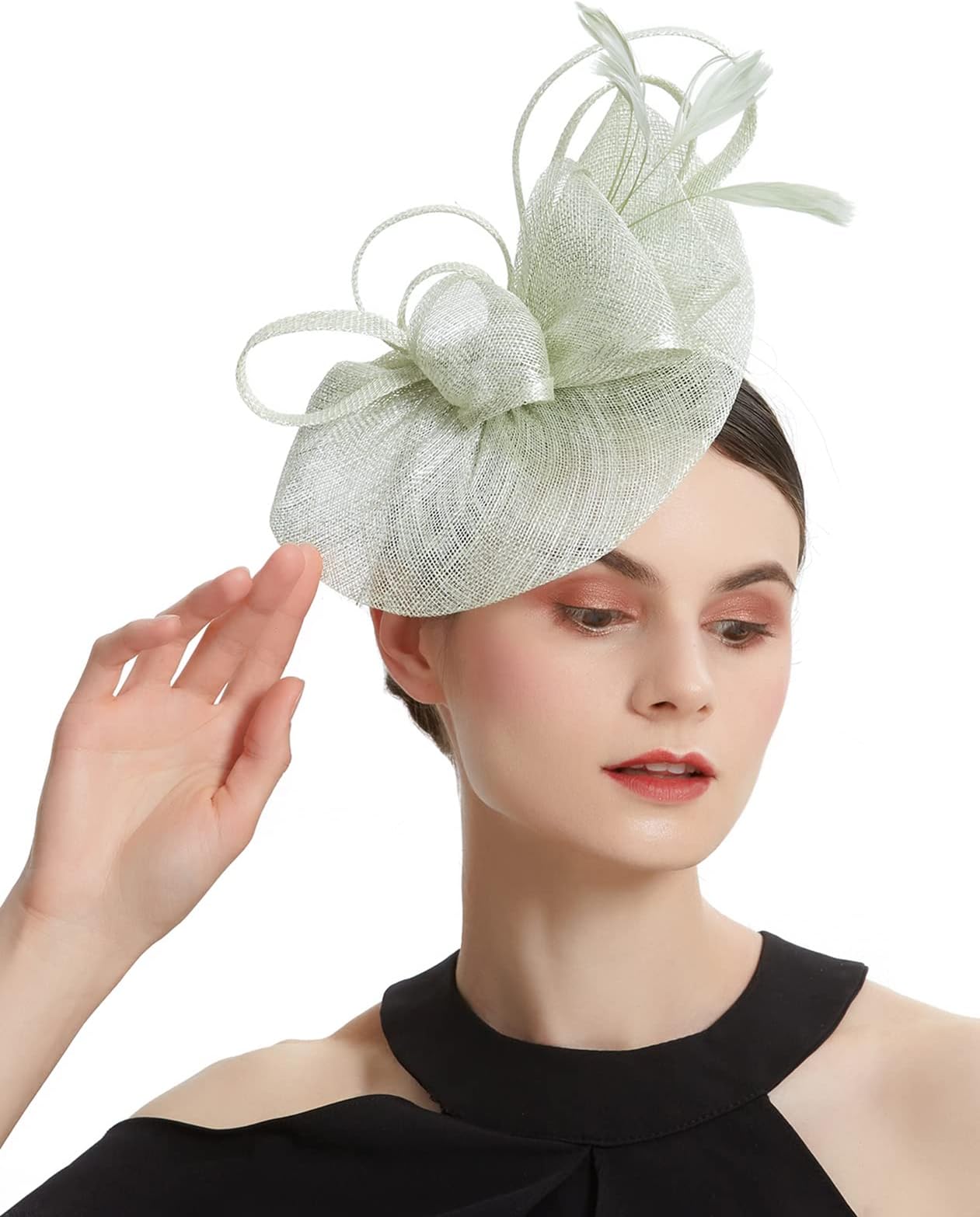 PAOTITSinamay Fascinators for Women Wedding Church Tea Party Hat Flower Kentucky Derby Hat Headband