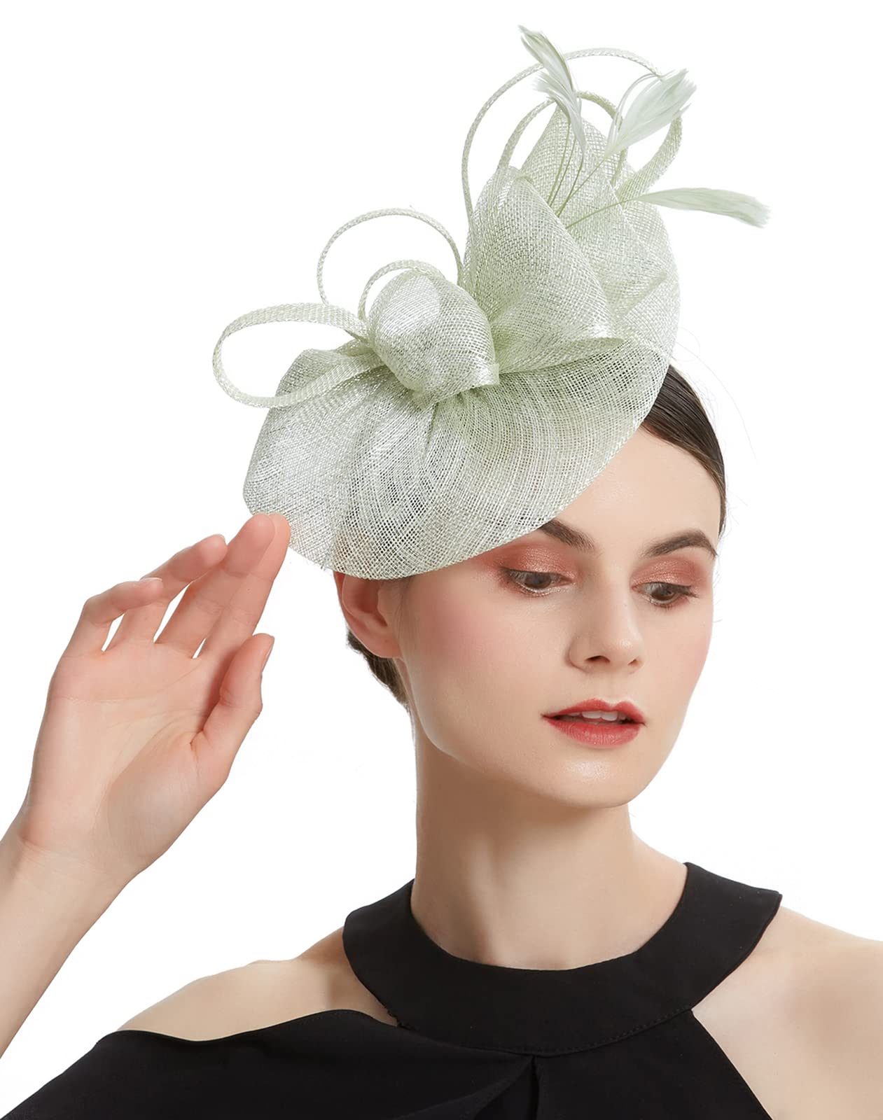 PAOTITSinamay Fascinators for Women Wedding Church Tea Party Hat Flower Kentucky Derby Hat Headband