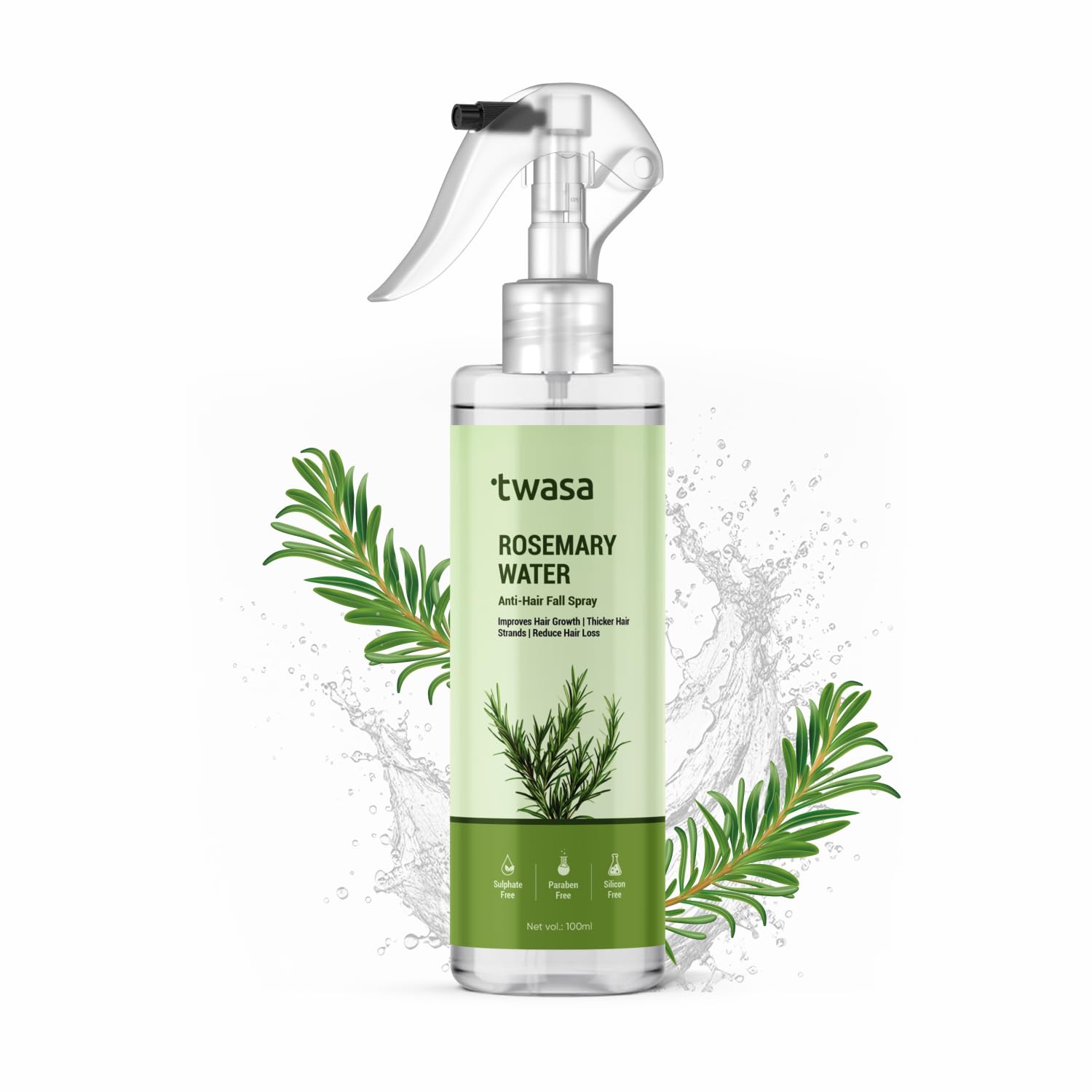 Twasa Rosemary Water Spray For Hair Growth with Natural Rosemary Extract | Anti Hair Fall Mist For Reduce Hair Loss, Adds Shine & Thicker Hair Strands | Men & Women, 100ml
