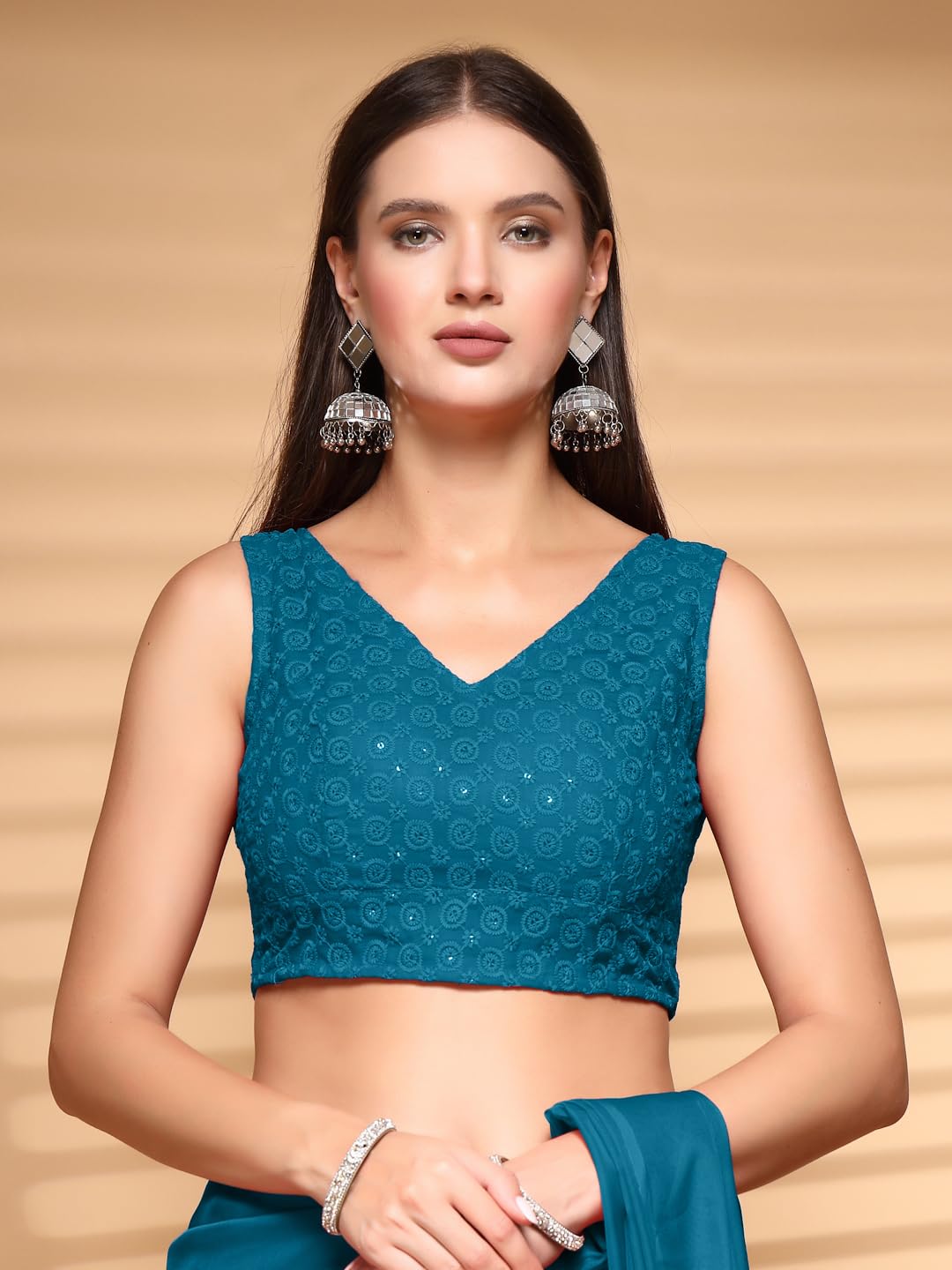 Oomph Readymade Blouse For Women, Cotton, Sleeveless, V-Neck, Rbbl608