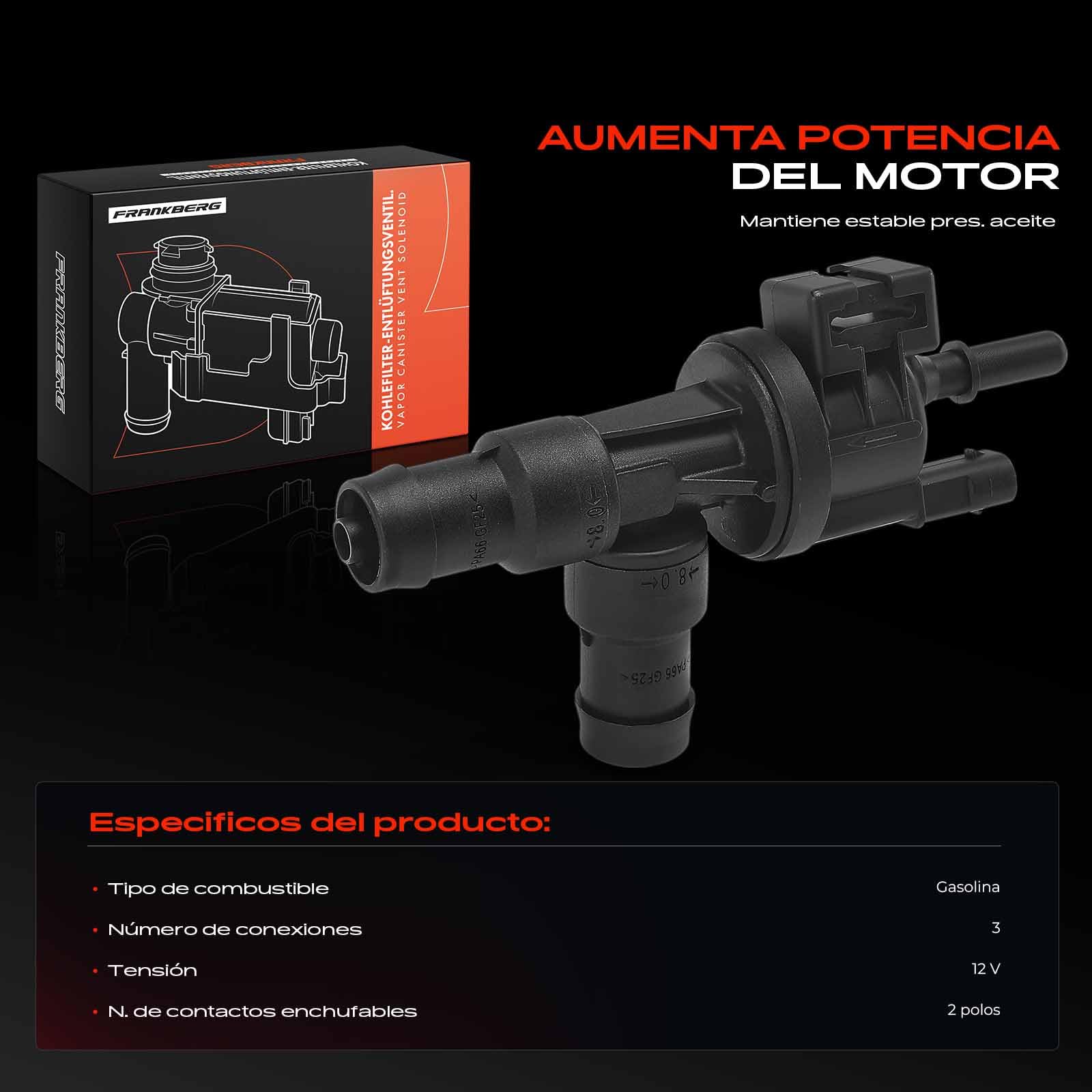 Frankberg Válvula de Ventilación Válvula de Ventilación del depósito 2 Polos Compatible con Serie 1 F20 X3 F97 G01 G08 X5 F95 G05 Serie 1 F20 2 cabrio F23 Serie 3 F30 F80 Serie 3 Touring 13907643106
