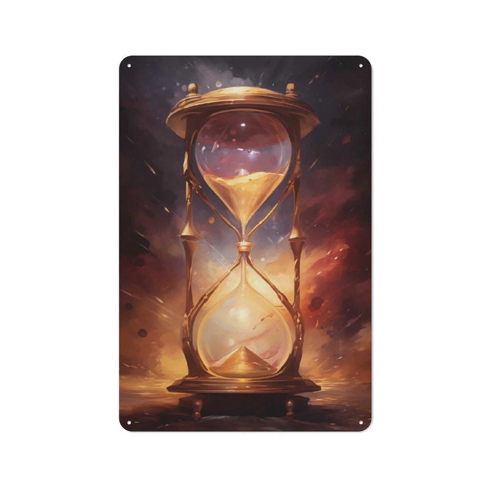 Junmoney Hourglass Of The Cosmos Vintage Metal Plaque 30X20cm Featuring For Pub Or Café, Suited To Café Interior Fans