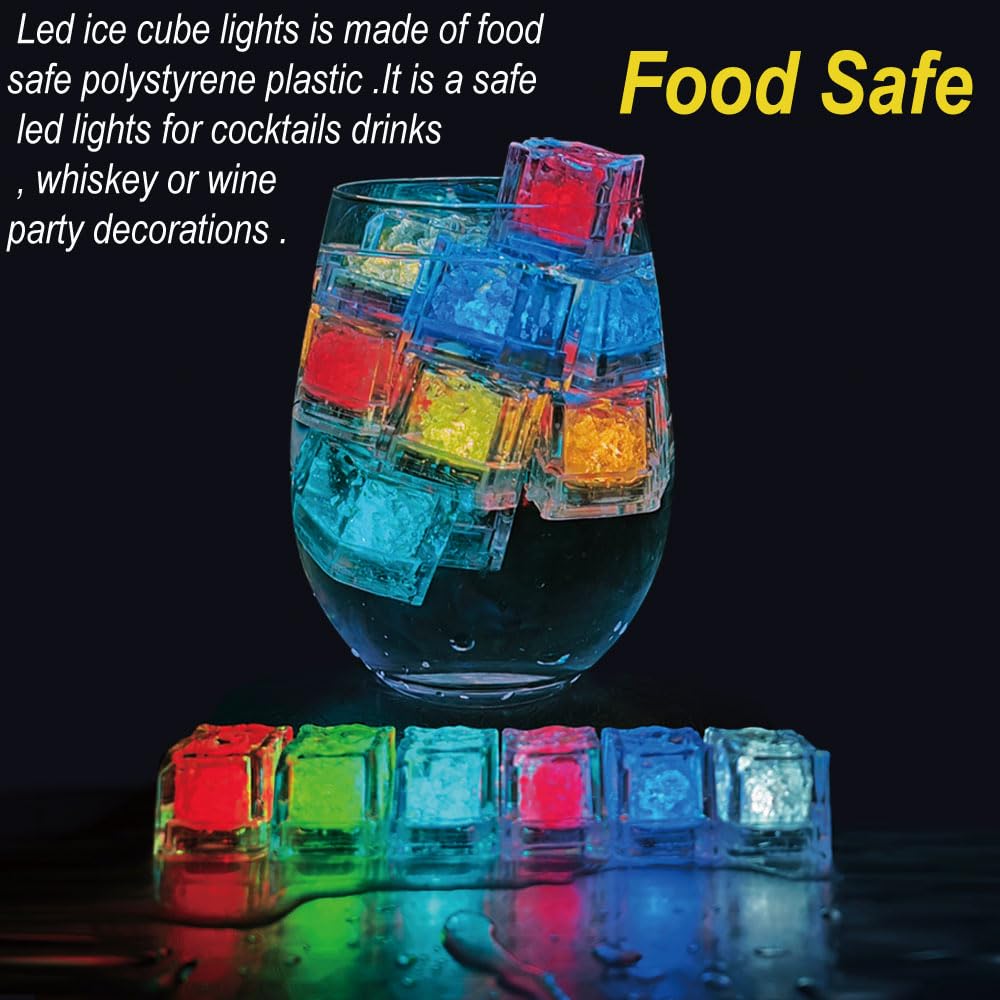 240 Pack Light Up Ice Cubes, Glowing Reusable Mini LED Lights for Drinks - Battery Operated, Multicolor Blinking Fast Flash Glow in the Dark for Whiskey, Wine, Party