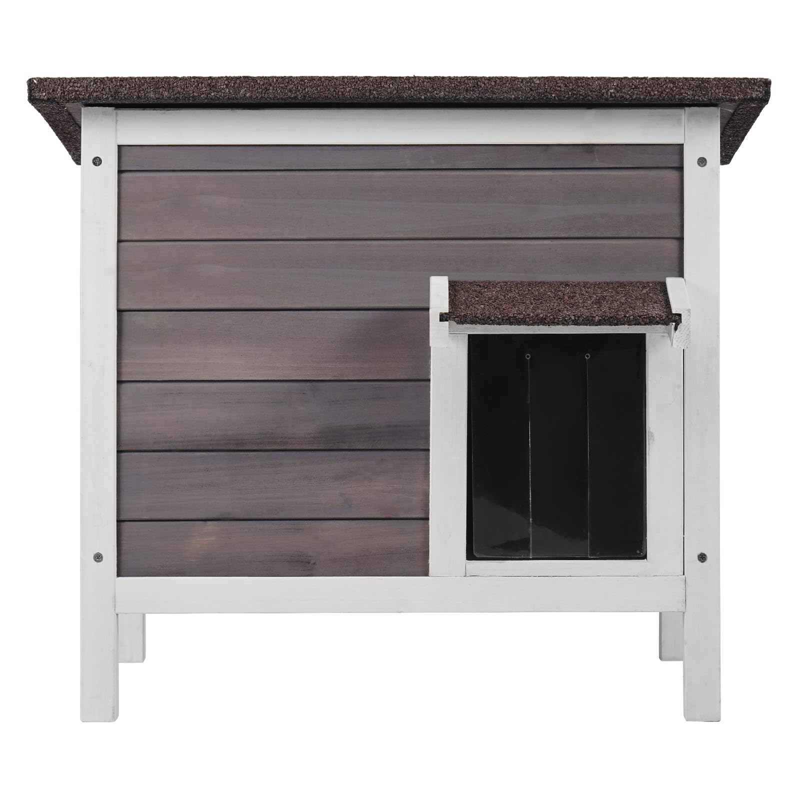 VEVOR Casa para Gatos de Exterior de 610 x 508 x 535 mm, Refugio para Varios Gatos de Madera de Exterior con Aislamiento de Espuma en Todos Los Lados, Techo Abierto, Puertas con Solapas de PVC, Gris
