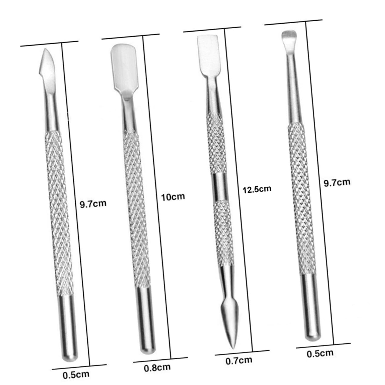 GANAZONO Double End Stainless Steel Nail Cuticle Spoon Pusher Tool for Manicure Dual End Cuticle Cleaner for Nail Glue Removal and Shaping