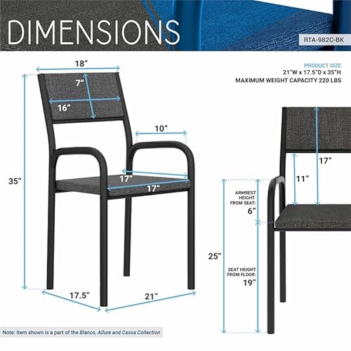 Techni Mobili Modern Desk Chair Without Wheels - Stationary Upholstered Chair With Metal Frame & Armrests For Home Office Or Dining Area - Simple Office Guest Chairs & Reception Chairs #TOP2