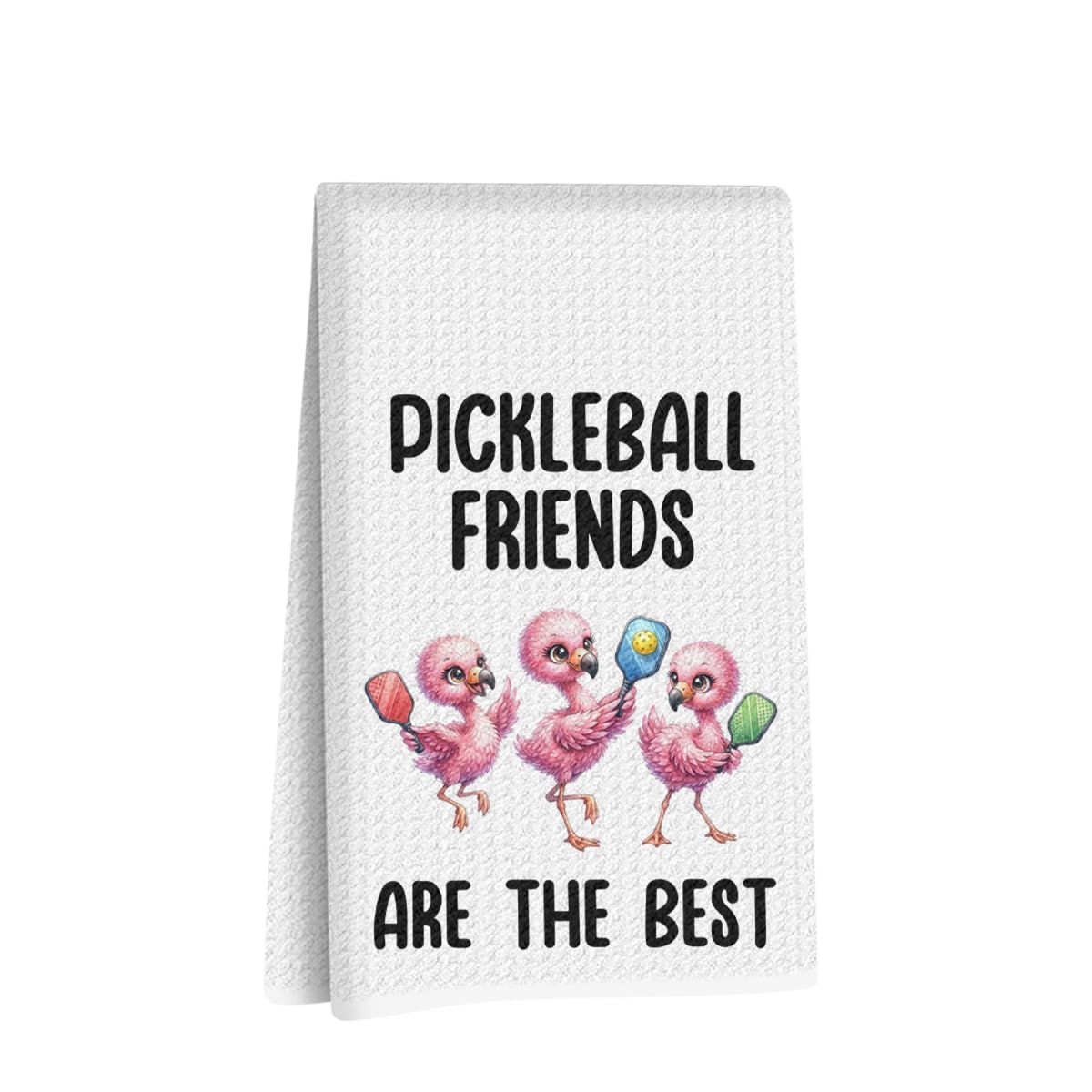 Flamingo Pickleball Friends Kitchen Towels, Flamingos Reusable Dish Towels