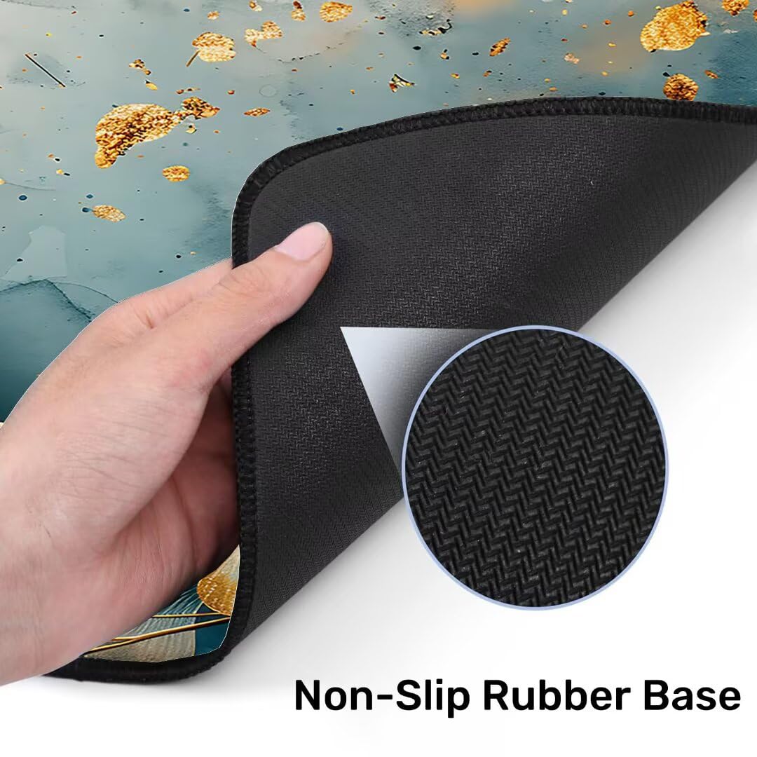 Alfombrilla Ratón Gaming, 1500x600x4 mm Alfombrilla Ratón XXL Retro, Impermeable Alfombrilla Escritorio con Tela de Micro Tejido Superior, Base Antideslizante, Mousepad para Juego (Gingko Biloba) G-5