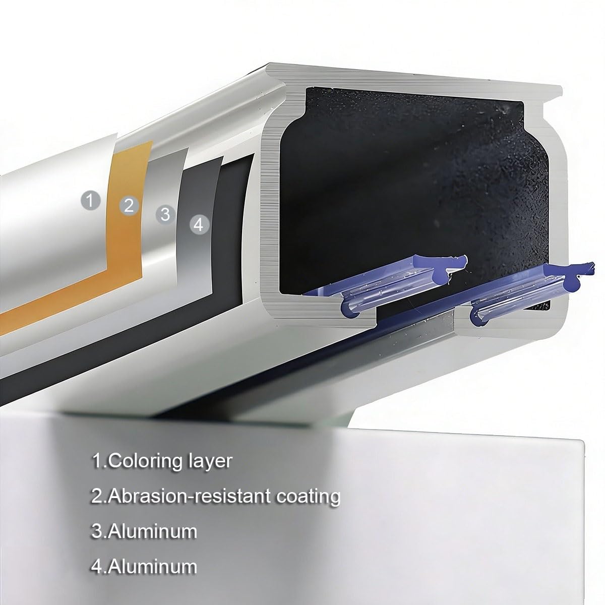 Binario per tenda da soffitto con strisce insonorizzate, in alluminio resistente, 1-10 m, guida scorrevole liscia per divisorio e trattamenti per finestre