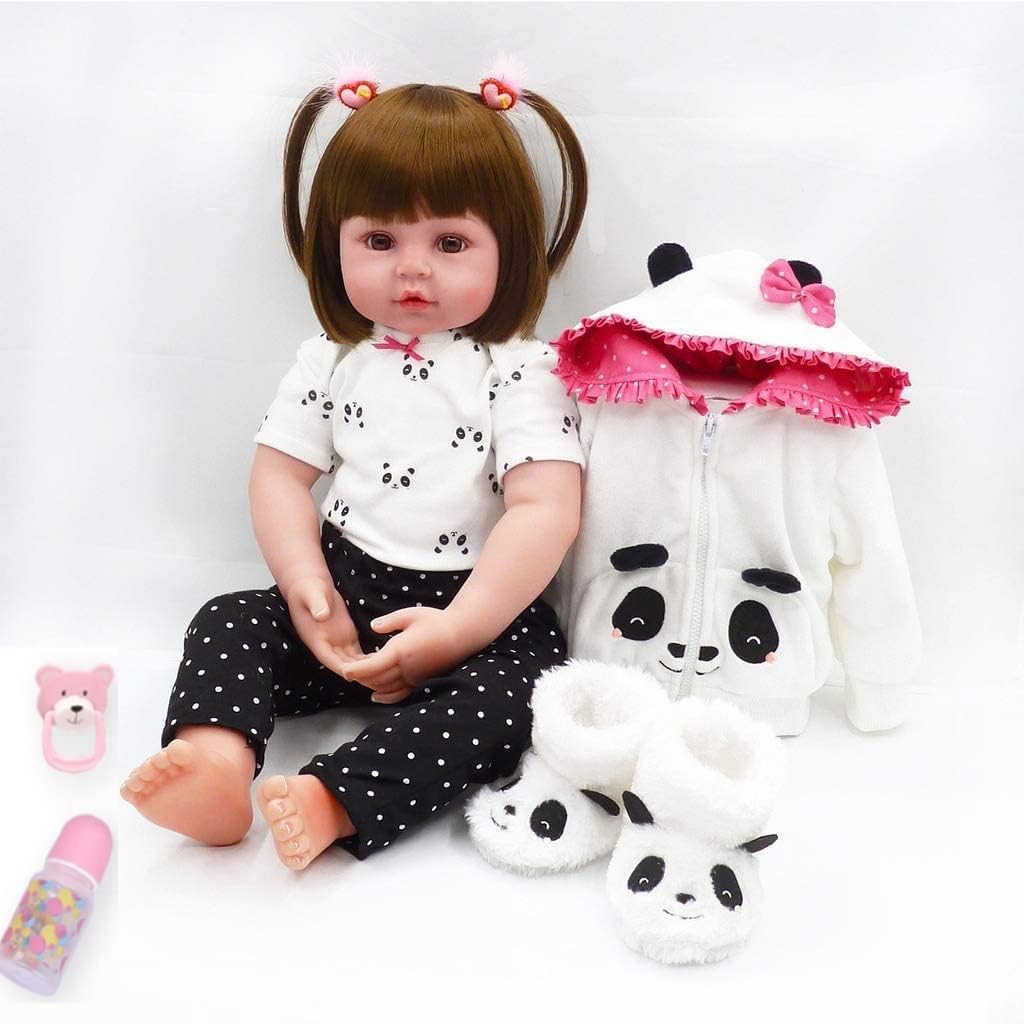 Nano Classic 18 inch Reborn Baby Doll Soft Vinyl Silicone Newborn Baby Doll Girl Toy Gift Doll- Black Dress.