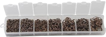 ALLinONE Mixed 7 Sizes Open Jump Rings Kit Jewelry Findings for DIY Craft Jewelry Making Repair Red Bronze