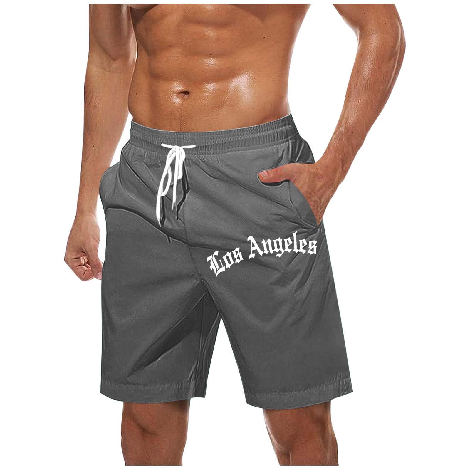 Cambkatl Big and Tall Men's Running Athletic Shorts Casual Summer Elastic Waist Quick Dry Beach Swim Trunks with Pockets