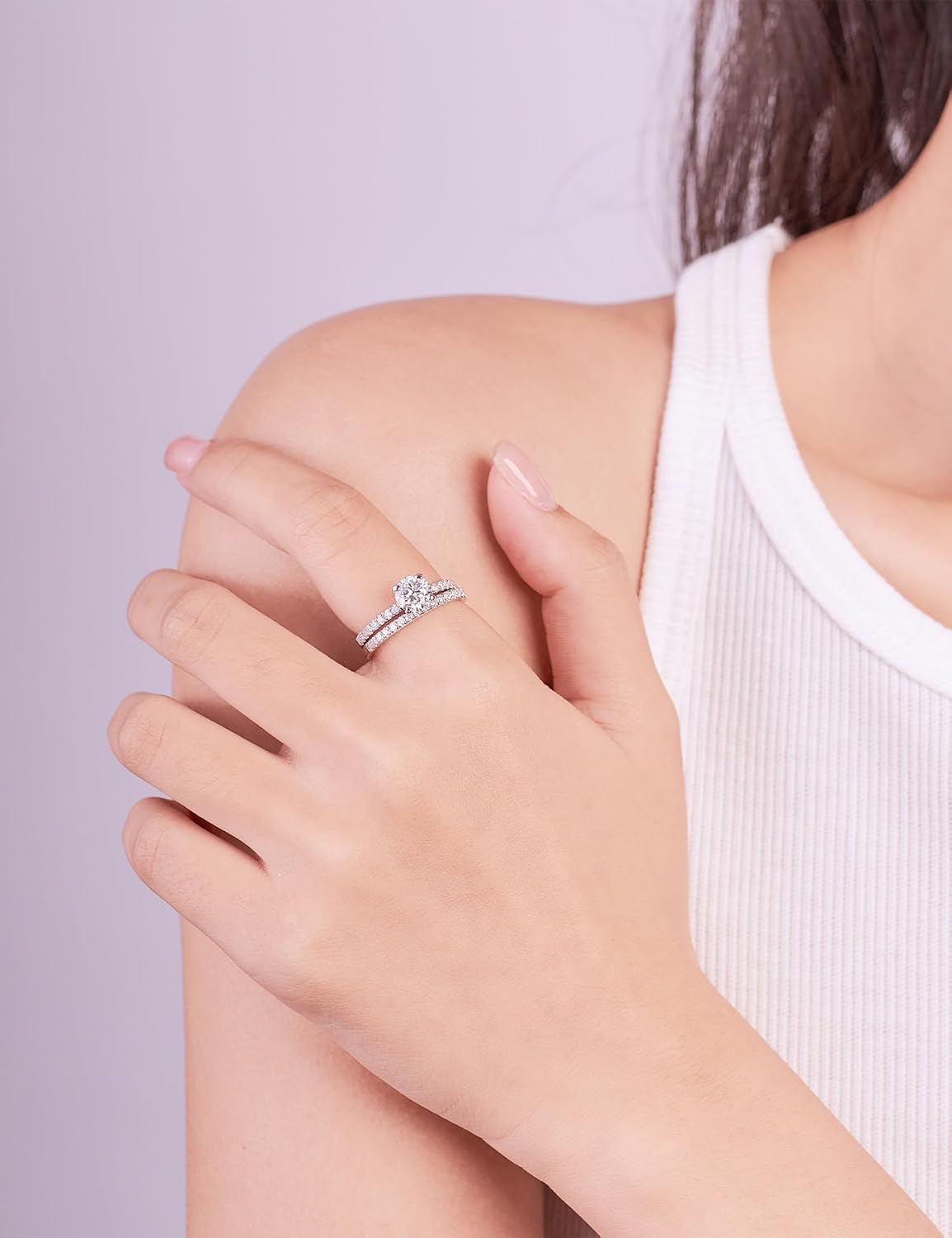 IMOLOVE Moissanite Engagement Ring D Color VVS1 Clarity Moissanite Engagement Rings for Women Wedding Rings for Women 1-2CT Lab Created Diamond Rings Promise Rings for Her Size 4-11