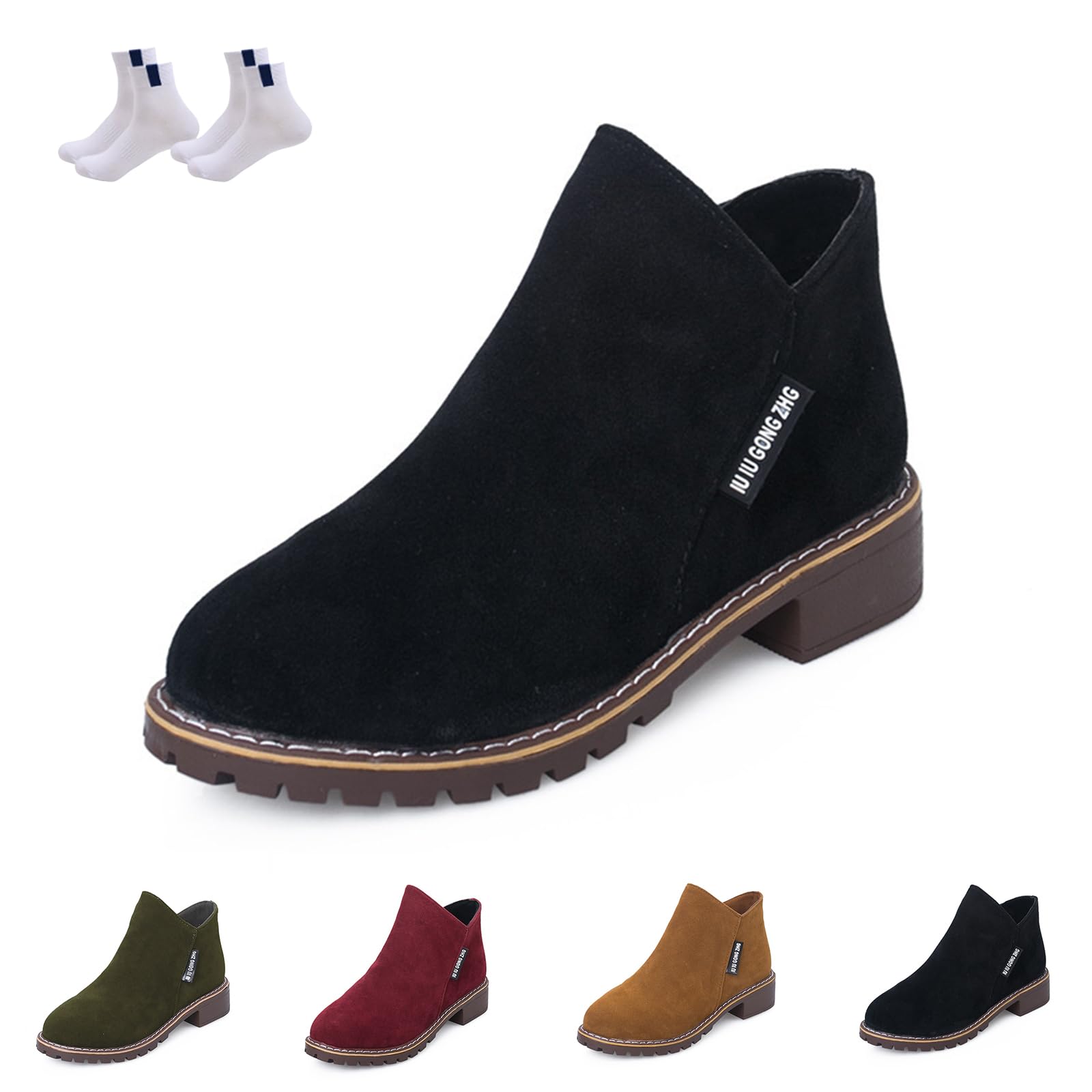 Ankle Boots for Women Low Heel Womens Ankle Boots Chunky Heels Platform Walking Outdoor Fall Snow Boot for