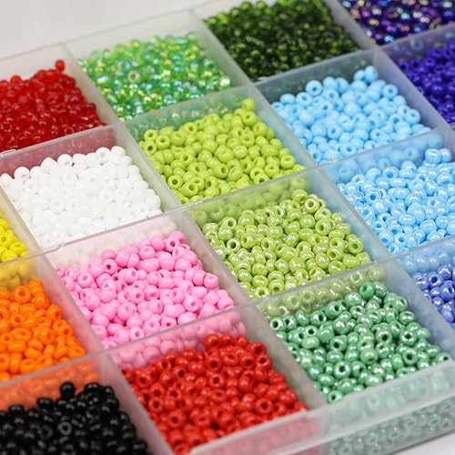 Miniatura 2 de Bala&Fillic Cuentas de semillas de vidrio alrededor de 7200 piezas en caja tamaño 80 cuentas de semillas de 0.118in, agujero 0.039in (300