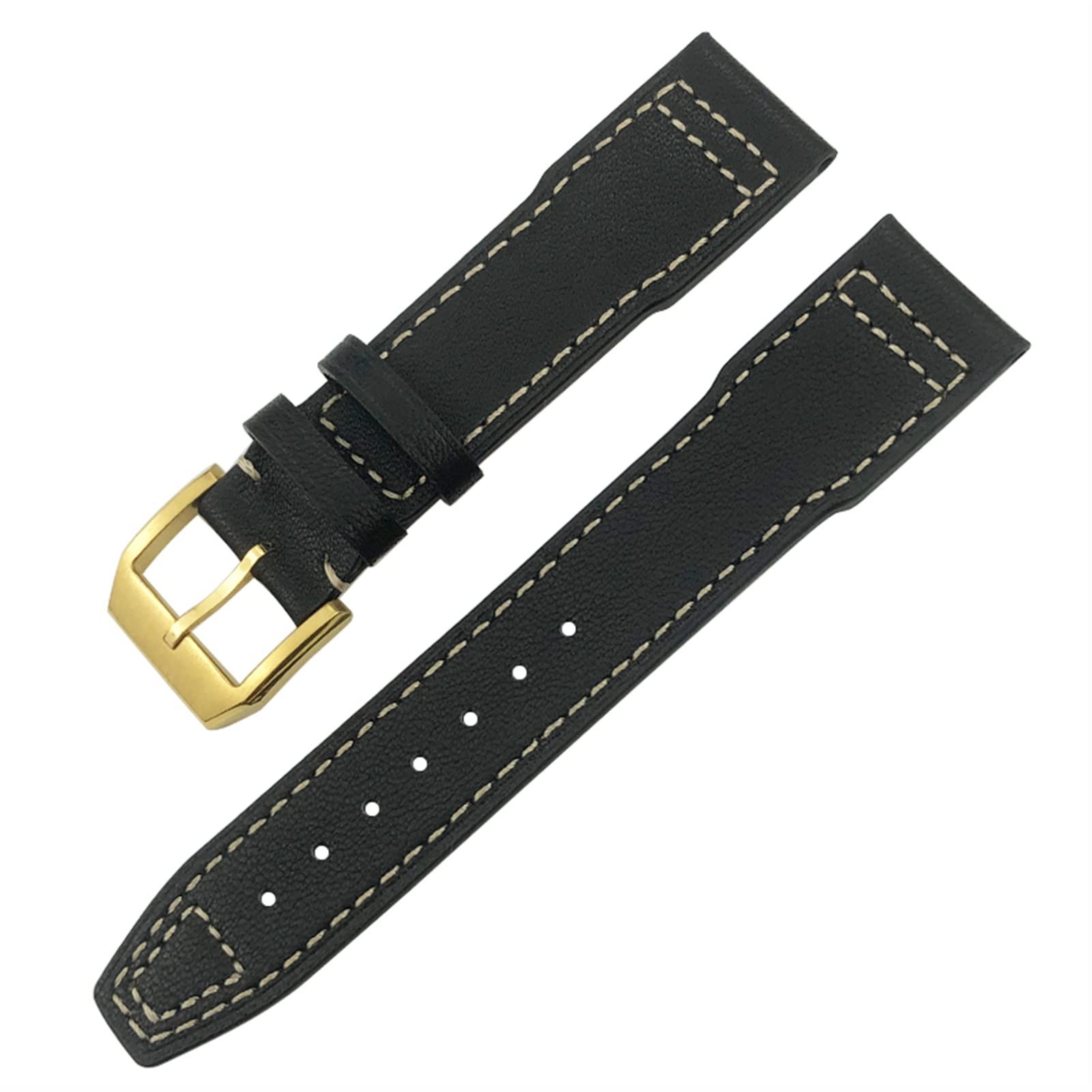 Skórzany pasek do zegarka 20 mm 21 mm 22 mm do IWC IW3777 IW3270 Mark 18 Big Pilot's pasek do zegarka brązowy miękkie bransoletki ze skóry bydlęcej, 20mm, Agat