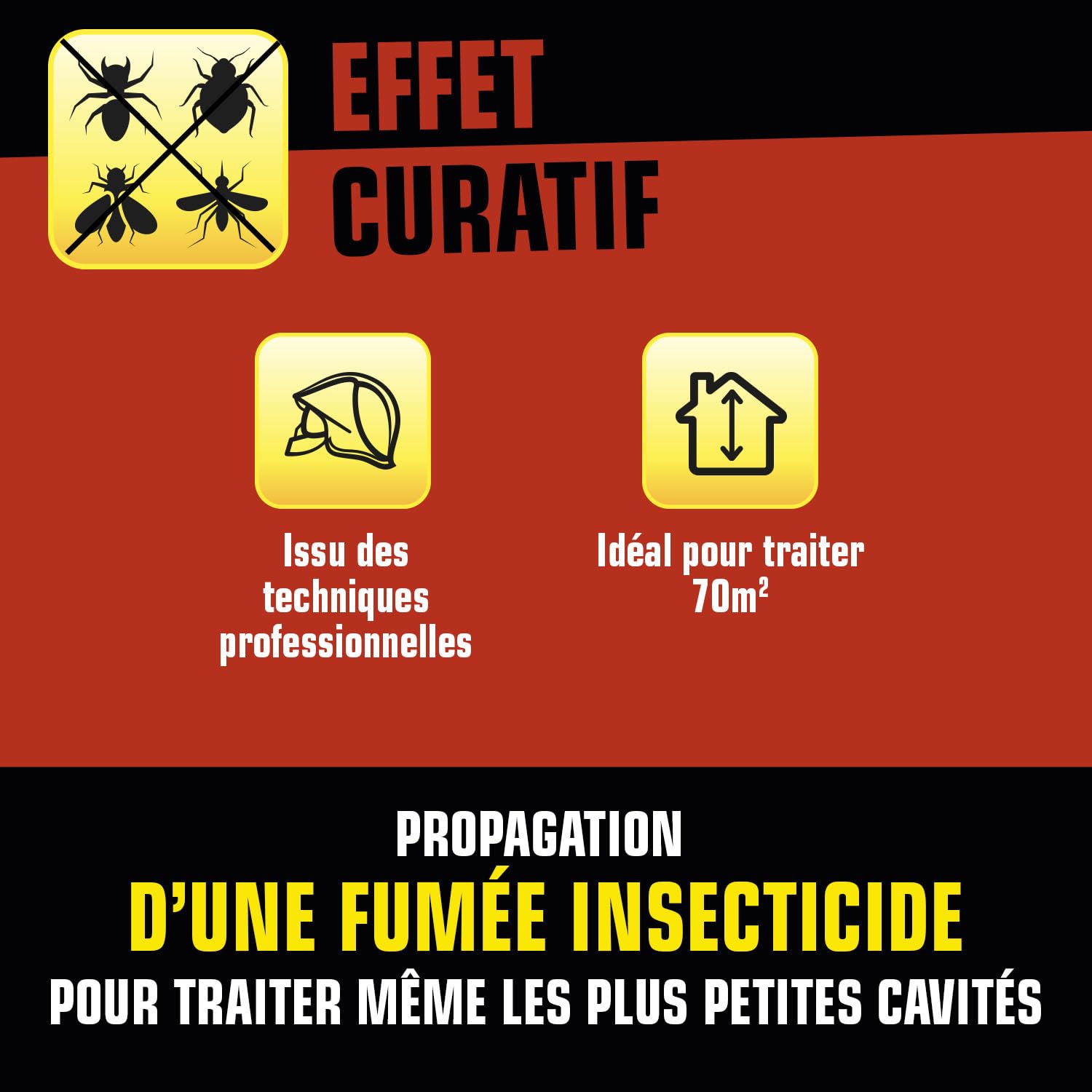 Kapo Fumigène Spécial Infestation Tous Insectes - 60 gr - Idéal pour Eliminer Tous les Insectes - Effet Radical et Longue Durée - pour 130m3