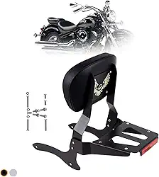 Kinglemc Powersports Sissy Bar com suporte de bagagem de encosto para Yamaha Vstar 1100 XVS 1100 Classic Custom 1998 a 2016 (preto, não cravejado)
