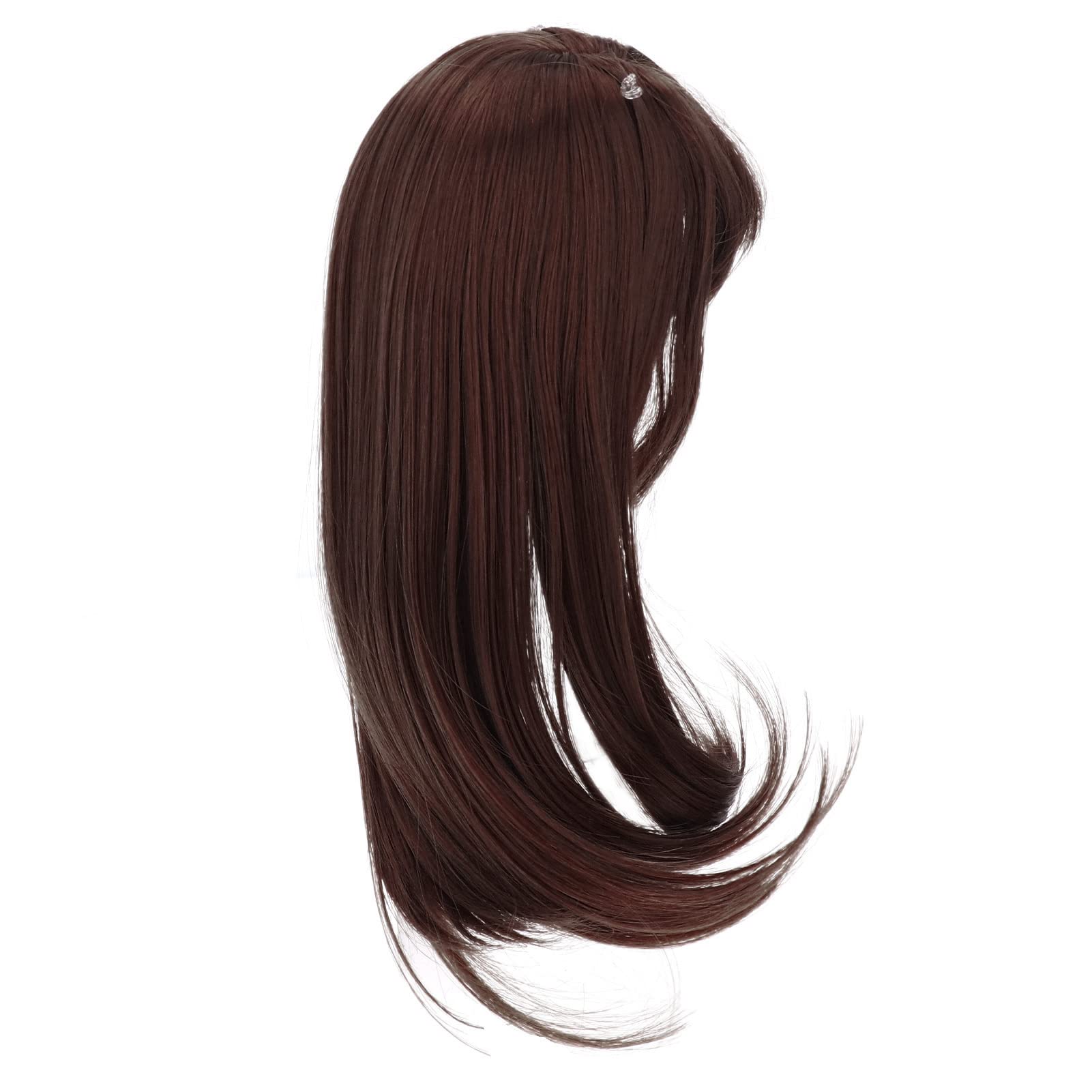 Hztyyier Curly Long Doll Hair Wig with a Three-part Internal Stitch Hat, High-temperature Fiber Material, Mesh Wig for 1/3 Doll Scope 21-24 Cm (Chestnut Brown)
