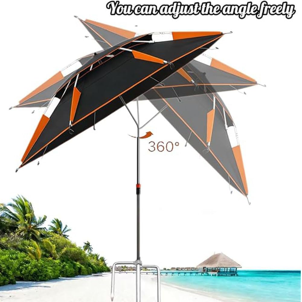 PASLFC Sonnenschirm Strand Windfest Stabil, Strandschirm, 360° frei dreh, Parasol, Beach Umbrella, UV-Schutz Wärmeisolierung, Atmungsaktives Geeignet für Balkon, Garten, Strand und Außenaktivitäten