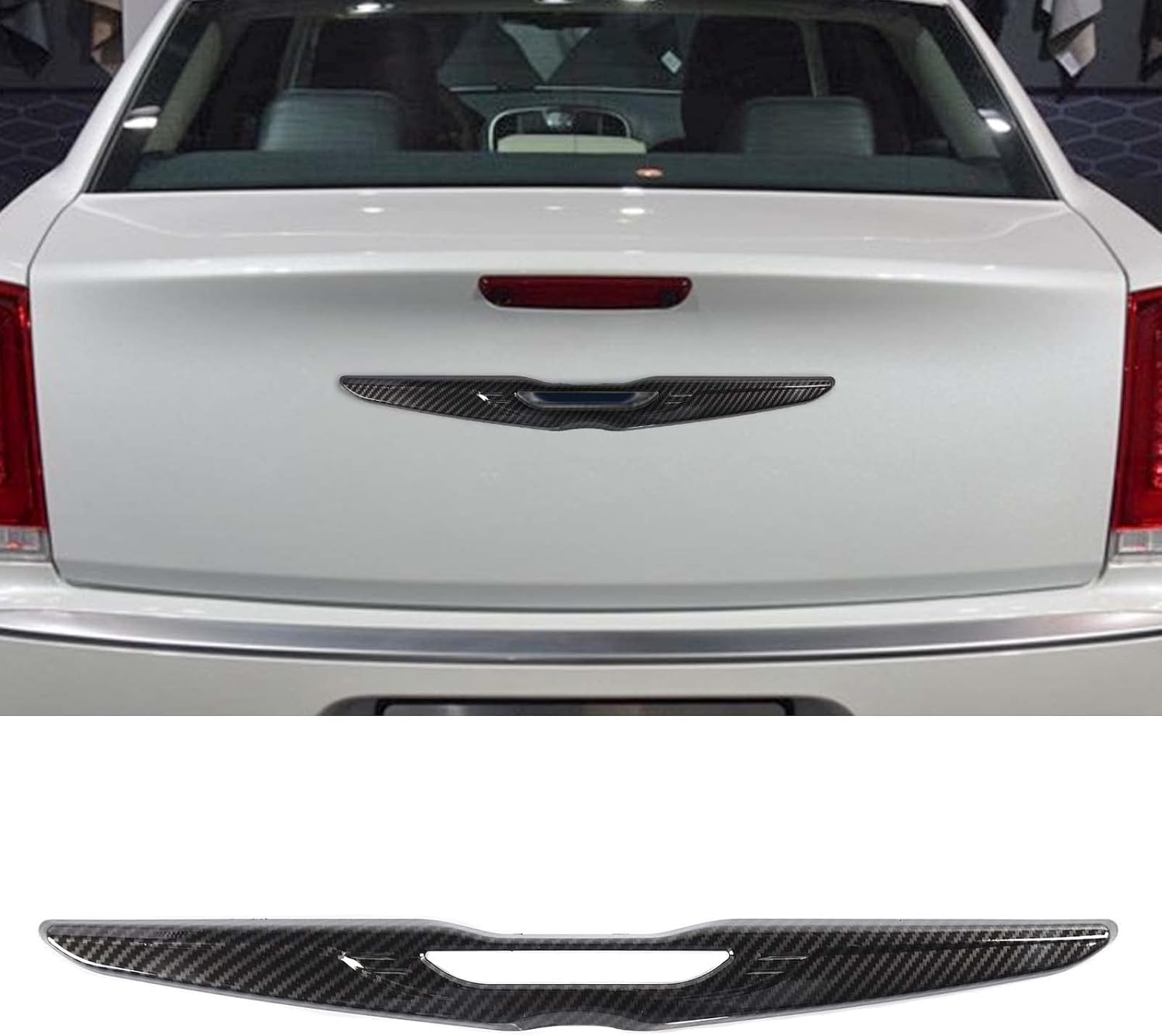 CheroCar Rear Emblem Trim Cover Badge Trim ABS Exterior Accessories for 2011-2024 Chrysler 300, Carbon Fiber…