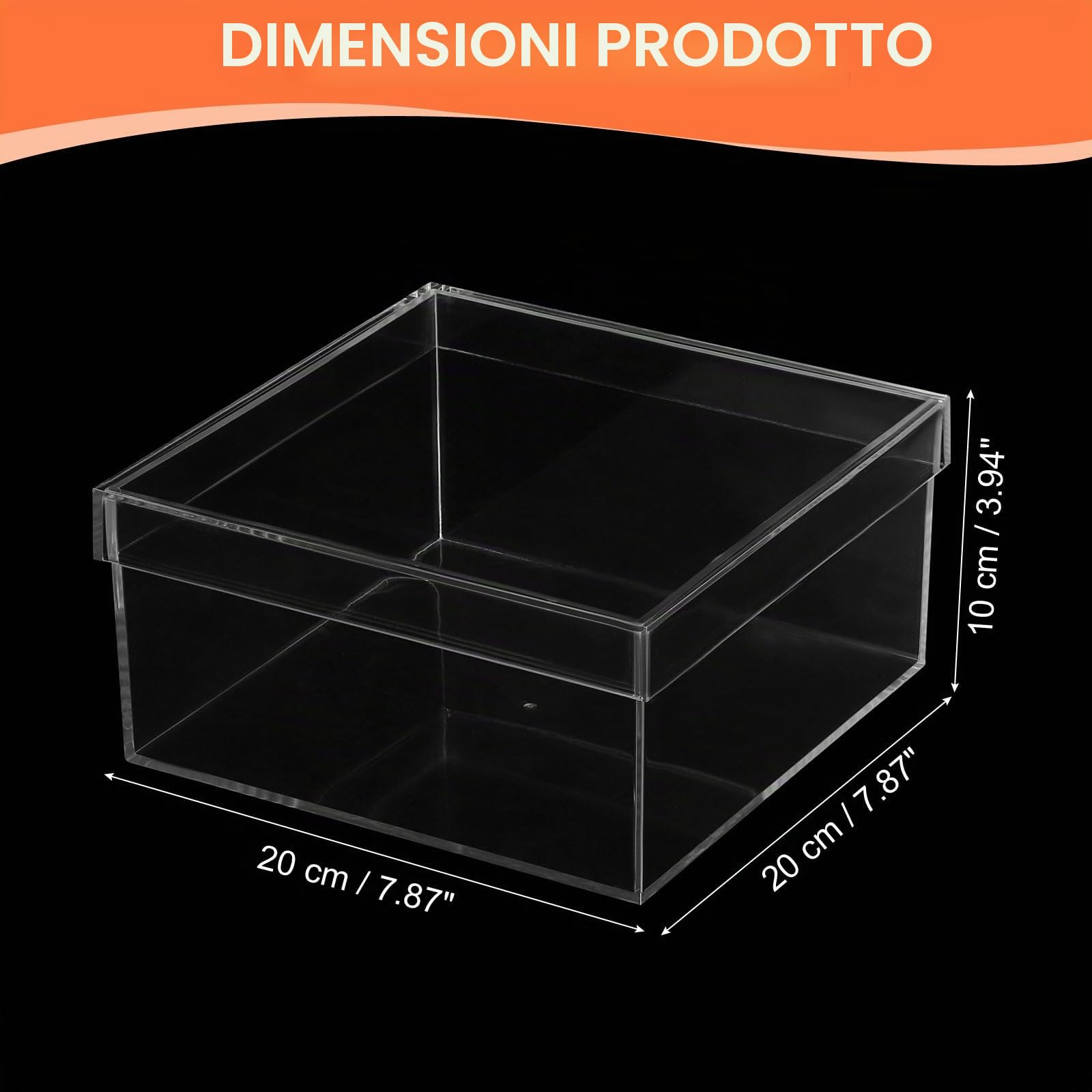 PATIKIL Scatola In Acrilico Con Coperchio 20 x 20 x 10 cm, Scatole Di Visualizzazione In Plastica Trasparente Contenitori Quadrati Cubi Organizzatori Di Archiviazione Per Visualizzazione