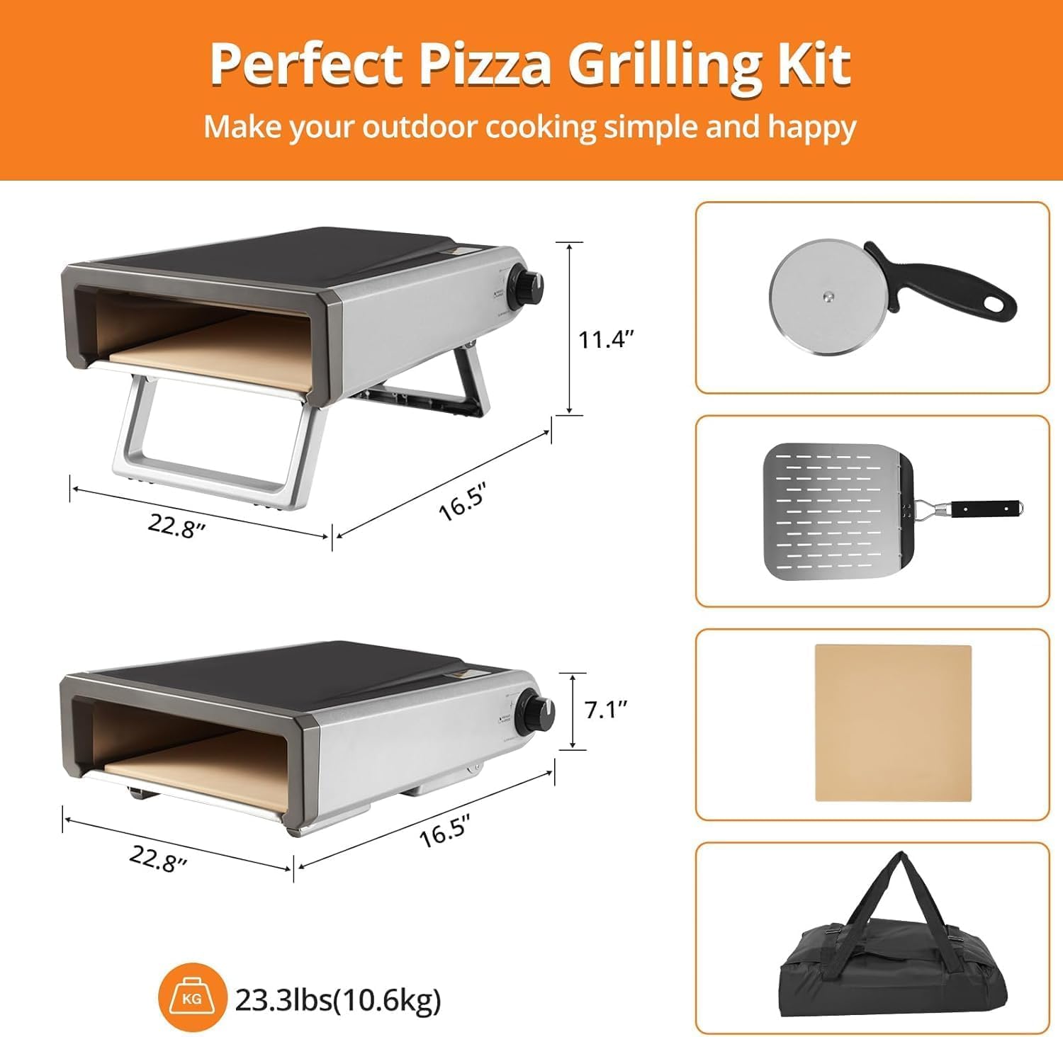 Horno de pizza de 12 pulgadas al aire libre, hornos de pizza de gas para exteriores, camping, ideal para cocina y fiesta