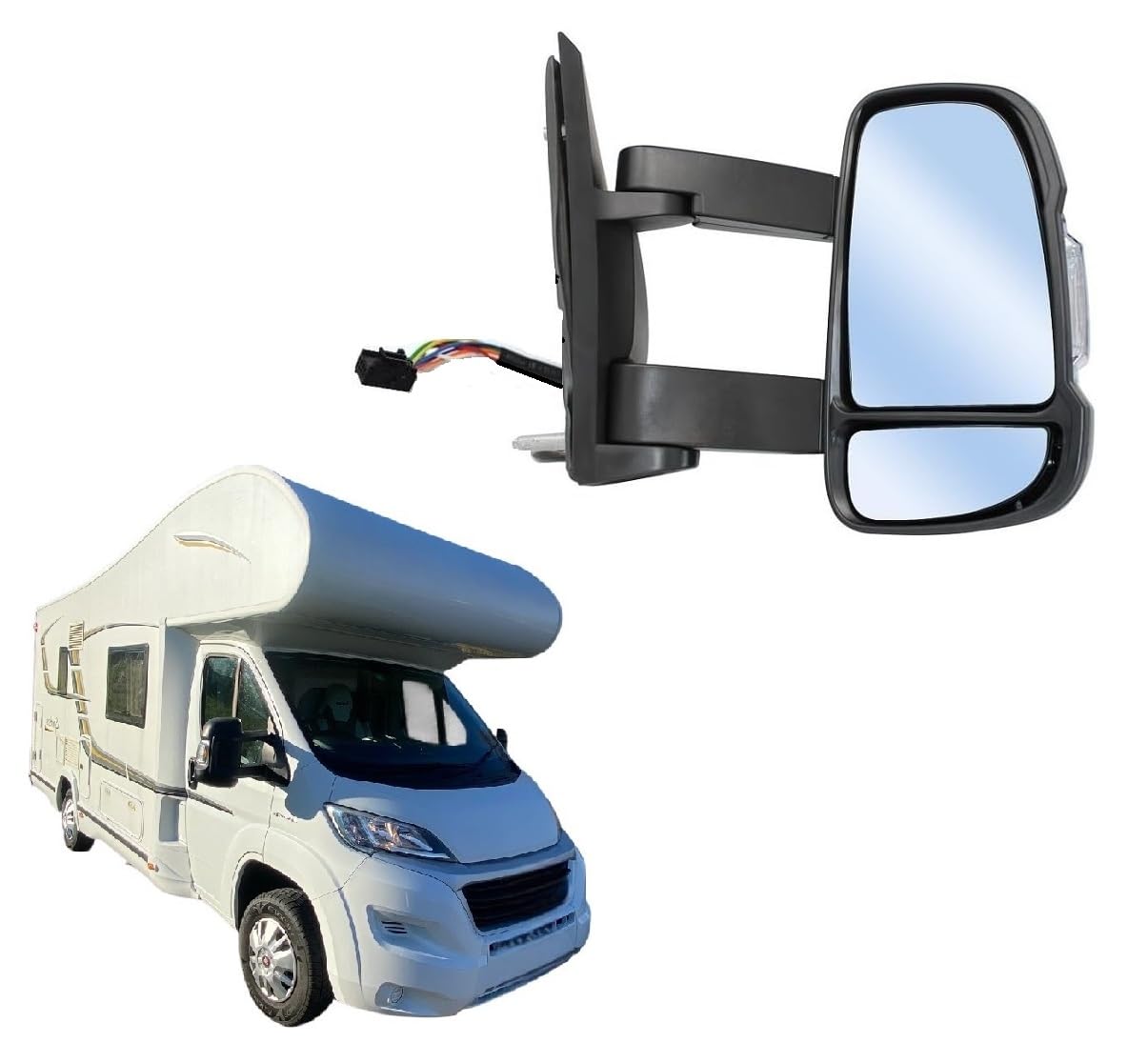 Specchietto Elettrico Destro CAMPER DUCATO Braccio Medio 15 cm Retrovisore Termico DX Dal 2006-2024,Sbrinamento rapido,Freccia Integrata