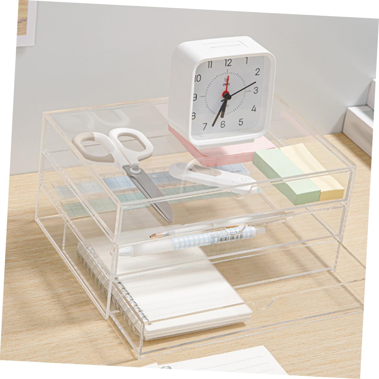 Organizzatore da Scrivania Trasparente Acrilico Resistente Scatola Multiuso per Trucco Gioielli e Accessori Design Compatto e Facile da Pulire