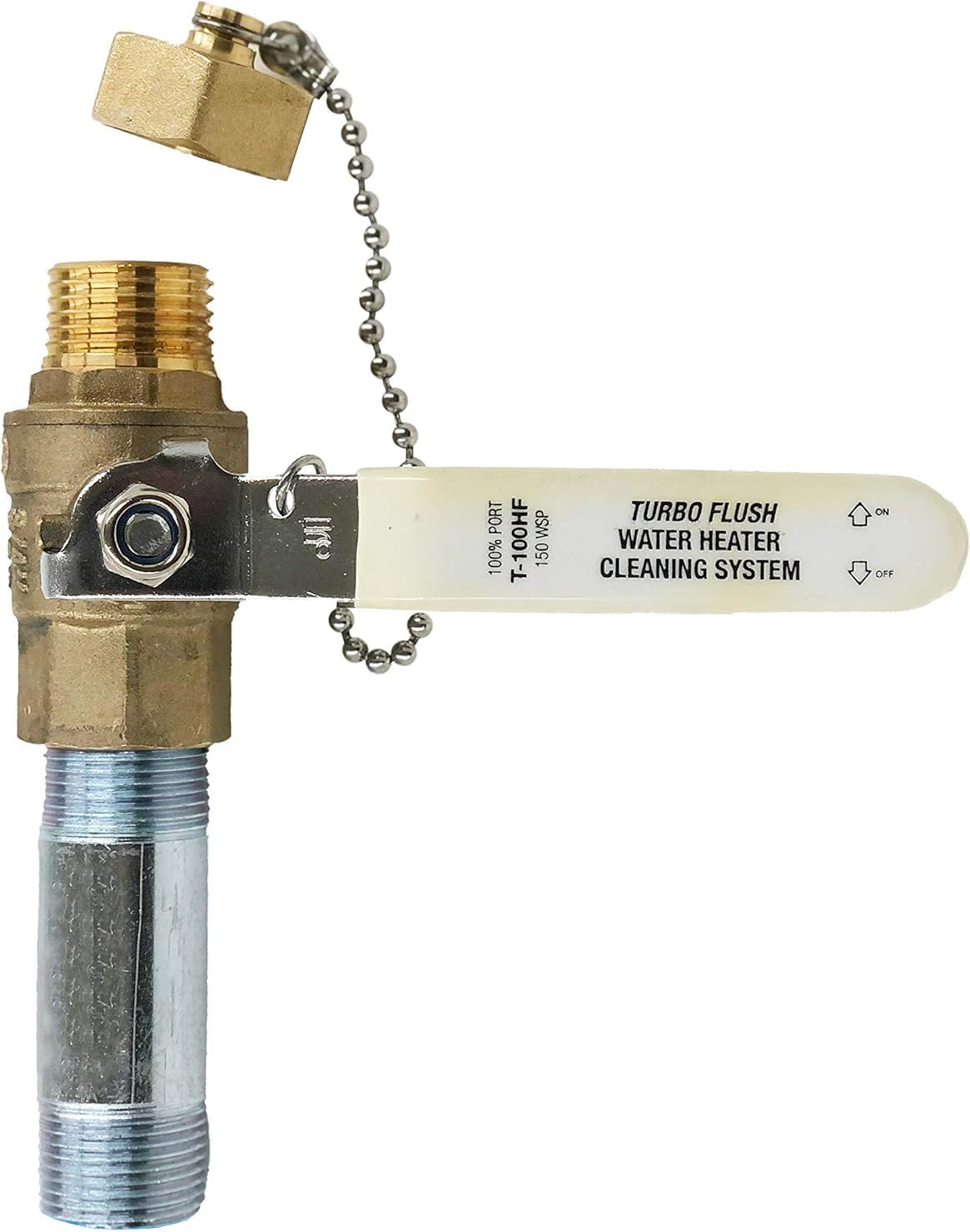 Water Connection, Water Heater Drain Valve, Turbo Flush ยพ'' Full Port 3'' Stainless Steel Nipple, Straight Design for Max Sediment Removal & Enhanced Water Flow, Extends Tank Life with Water Cleaning
