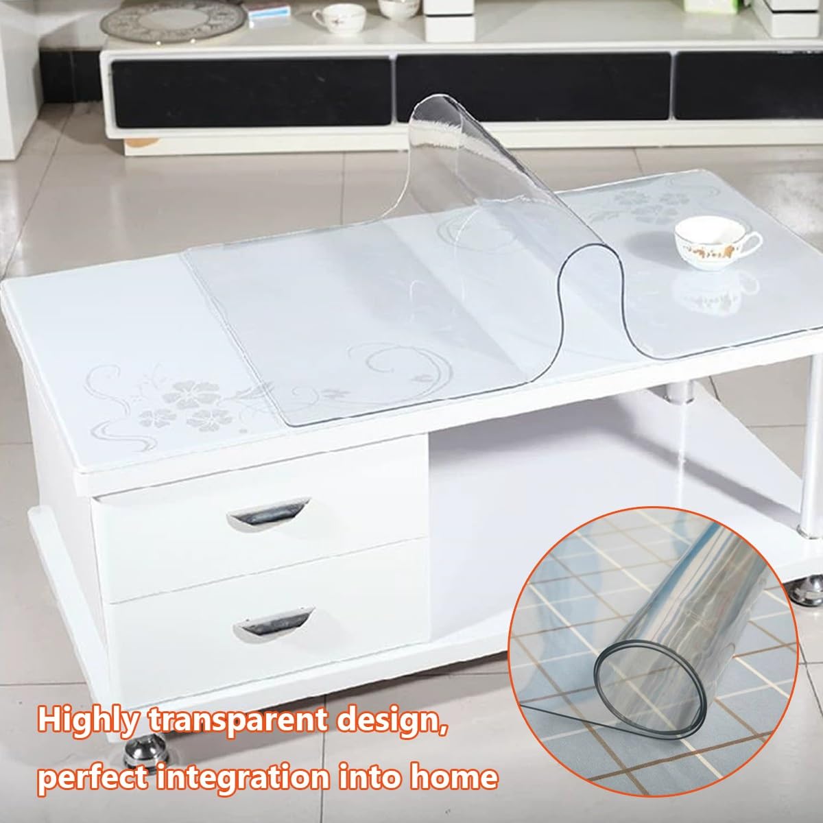 Sous-main de bureau en PVC transparent – 1 mm d'épaisseur – Tapis de table multifonction pour salle à manger et table de chevet facile à nettoyer Options de taille : 55,9 x 129,5 cm et 71,1 x 150,9 cm