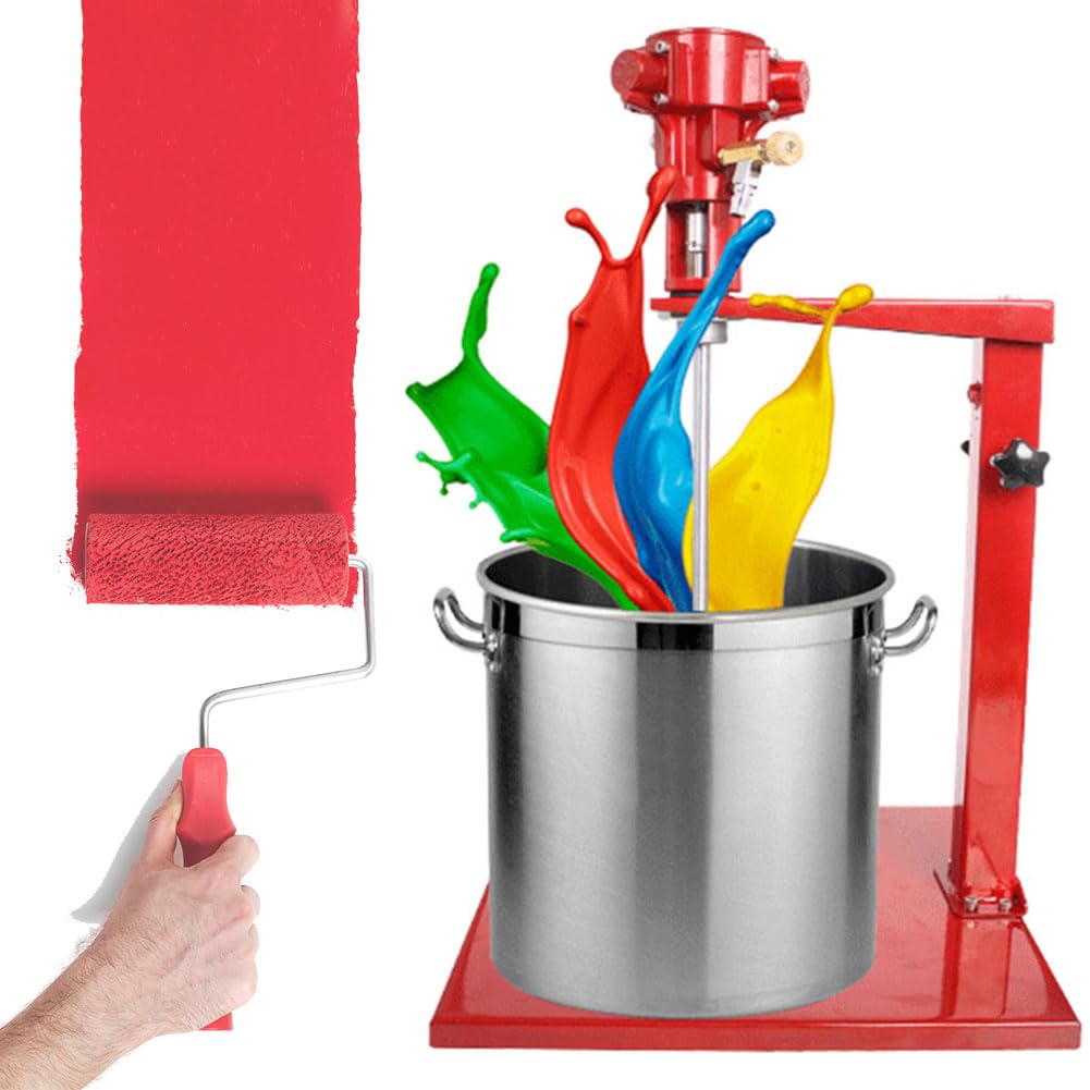 QUTBAG Gallon Cement Mixer, 5 Gallon/20L Pneumatic Mixer, 1500-2600rmp/min Desktop Vertical Air Mixer, Automatic Lift Paint Stirrer for Industrial Paint Mixing, Dye Hydrosol Mixing