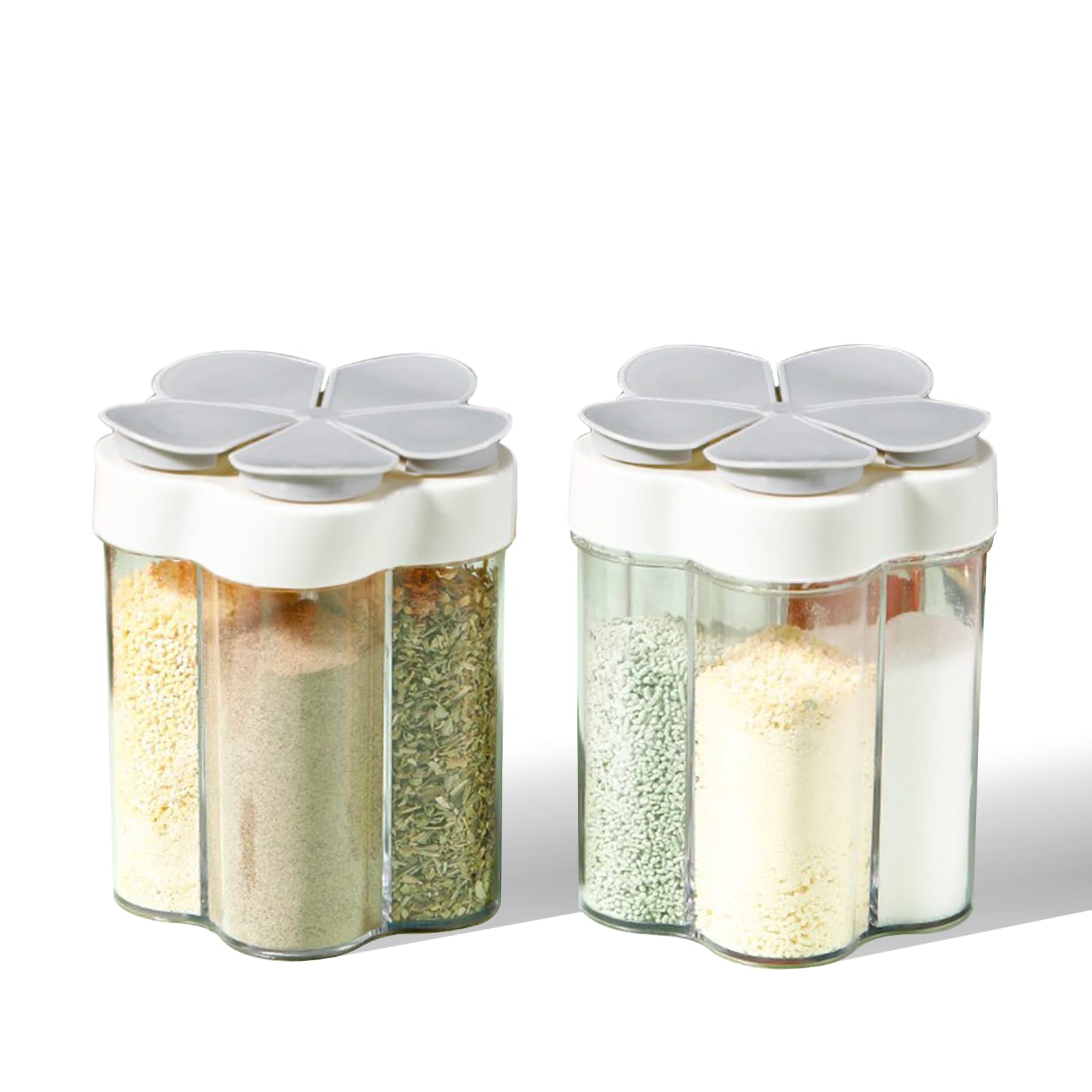 2pcs Travel Spice Container ，5 in 1Portable Camping Seasoning Shaker，Clear Plastic Condiment Bottle for Travel，Camper, Hiking, BBQ, Picnicn.
