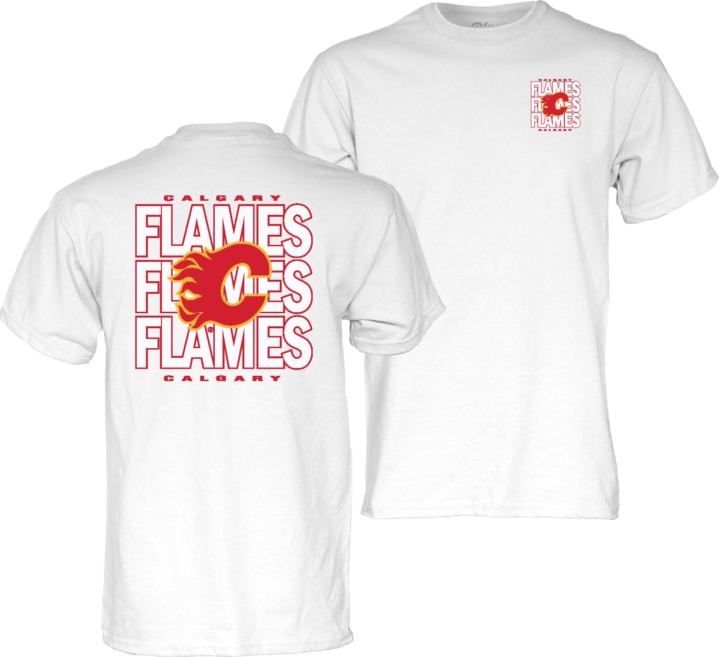 Blue 84 NHL Officially Licensed T-Shirt Front/Back Curl White