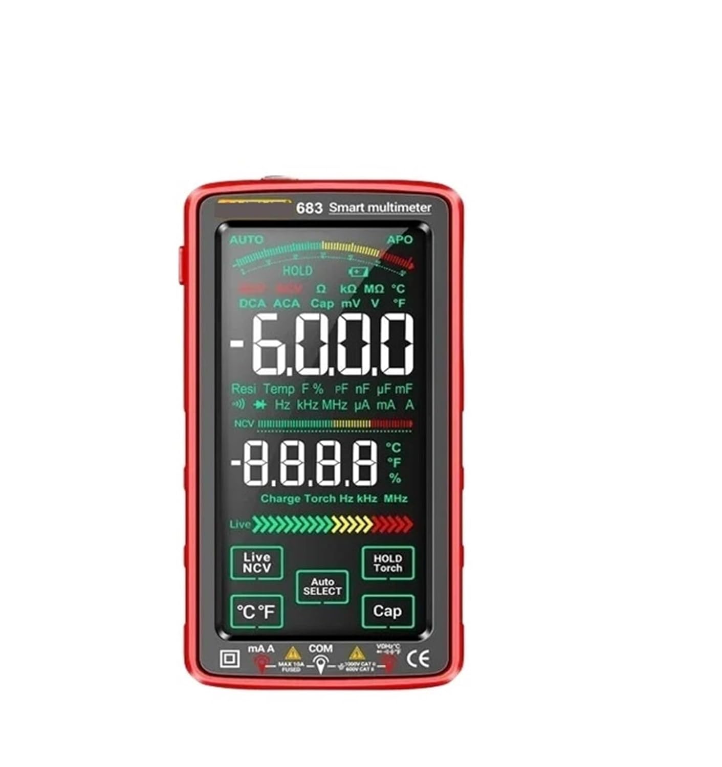 Multimeter kit Rechargeable 6000 Counts Multimetro Test Multitester AC/DC Voltage Tester Current Tool(683 Red -vc1010)